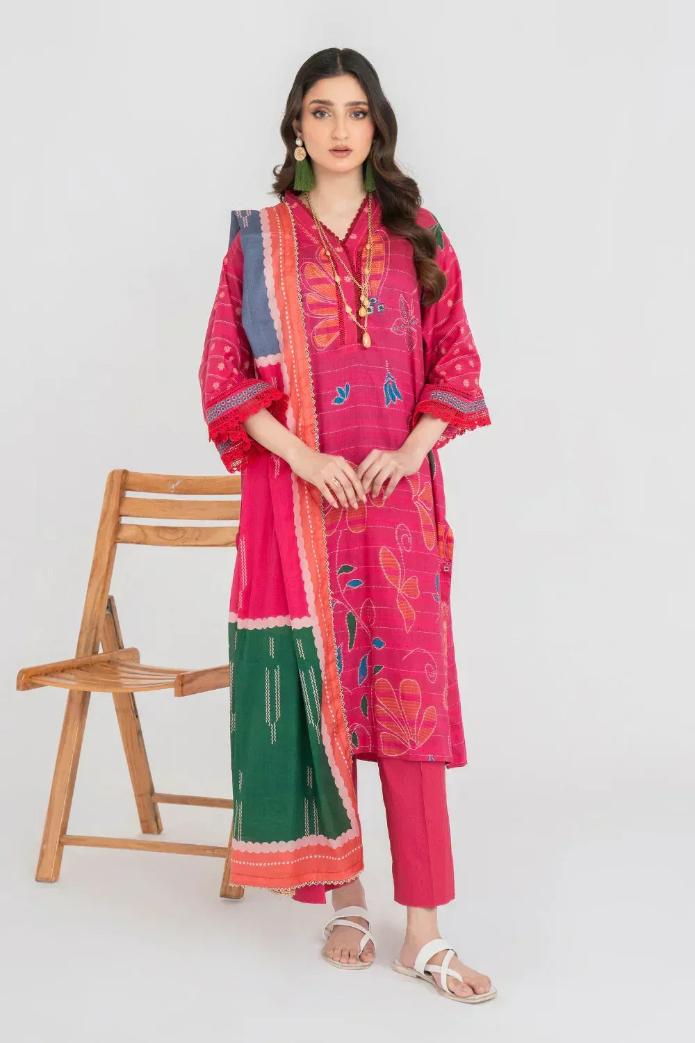 Ittehad | Printed Lawn 24 | IP3P01-3PS-DPK - Rang-e-Khaas