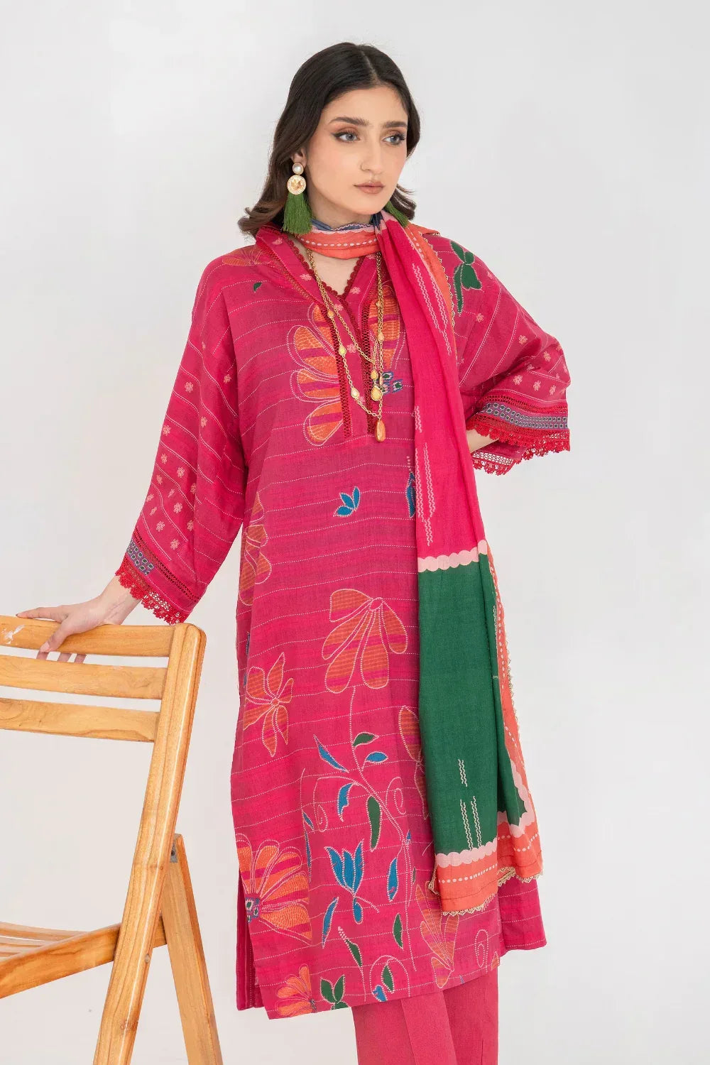 Ittehad | Printed Lawn 24 | IP3P01-3PS-DPK - Rang-e-Khaas