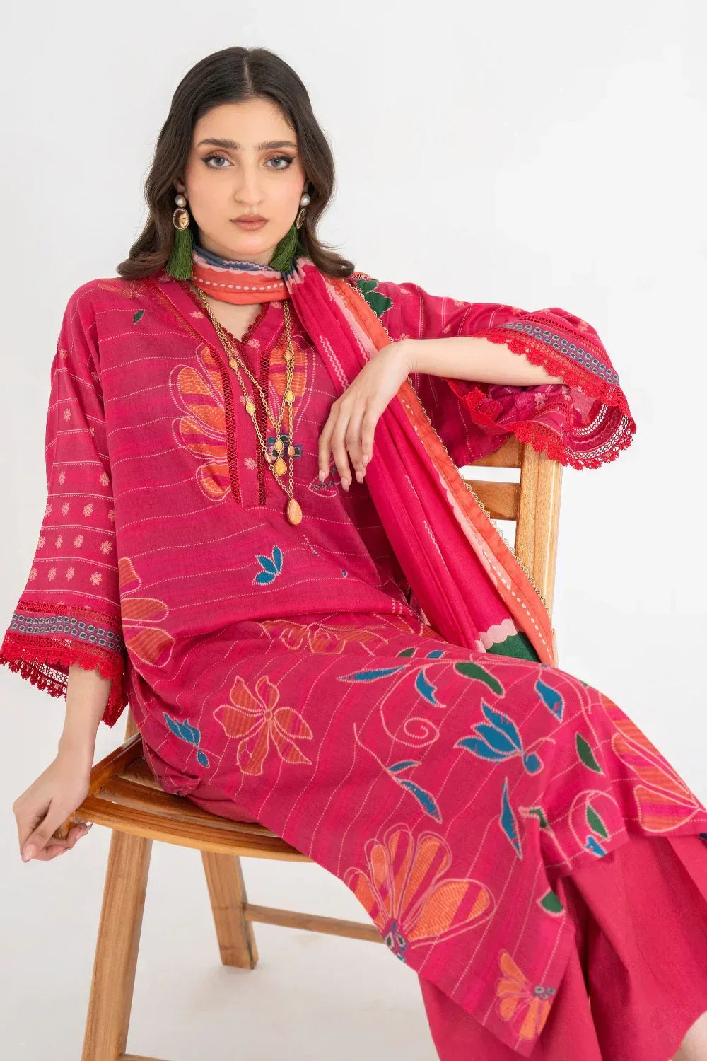 Ittehad | Printed Lawn 24 | IP3P01-3PS-DPK - Rang-e-Khaas