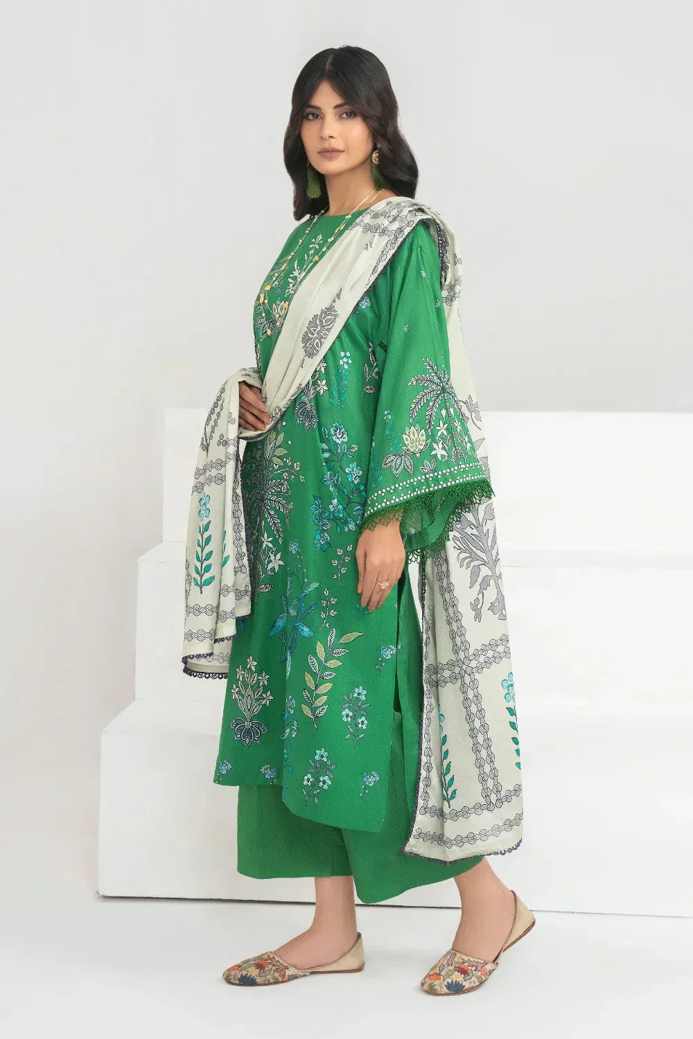 Ittehad | Printed Lawn 24 | IP3P04-3PS-GRN - Rang-e-Khaas