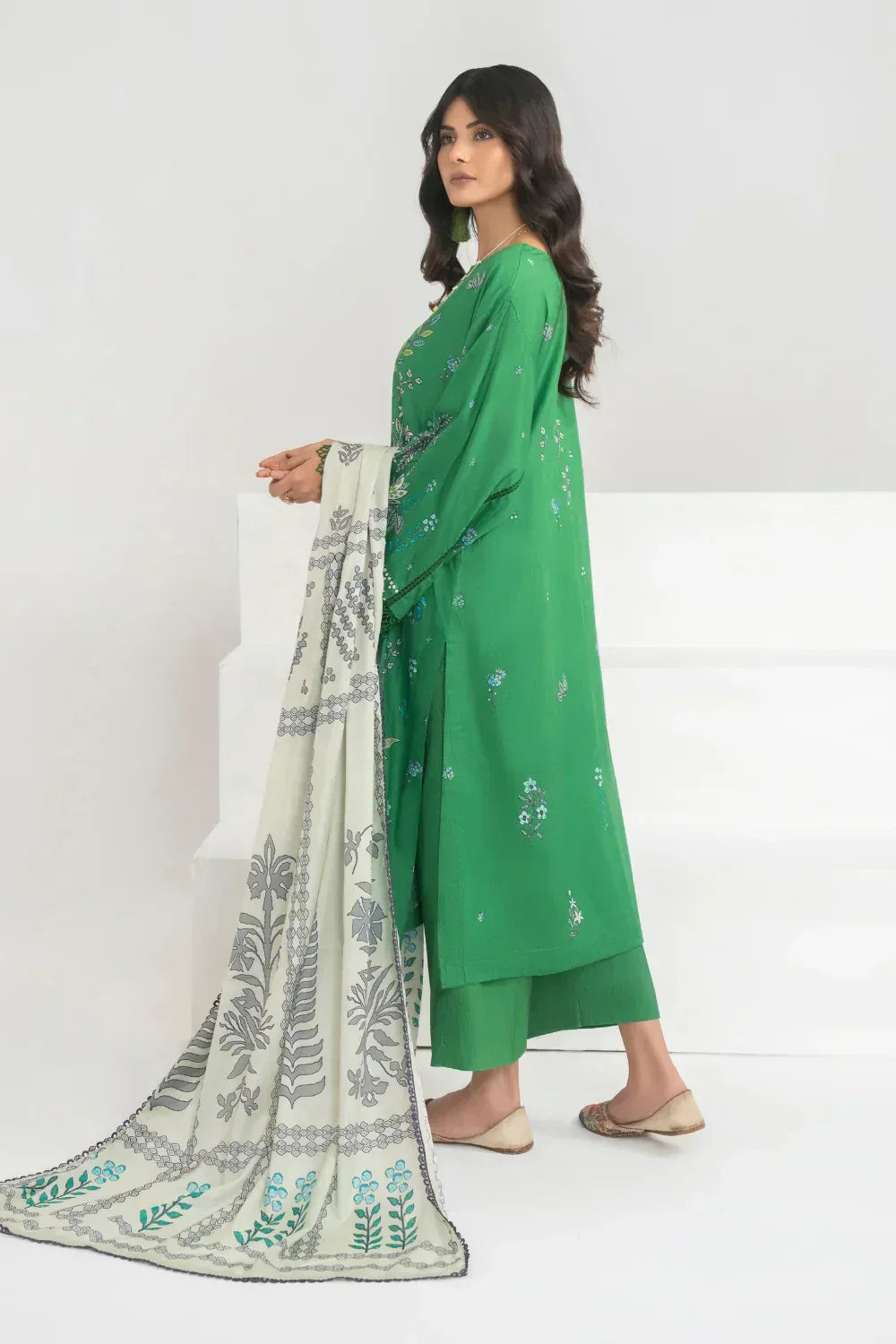 Ittehad | Printed Lawn 24 | IP3P04-3PS-GRN - Rang-e-Khaas