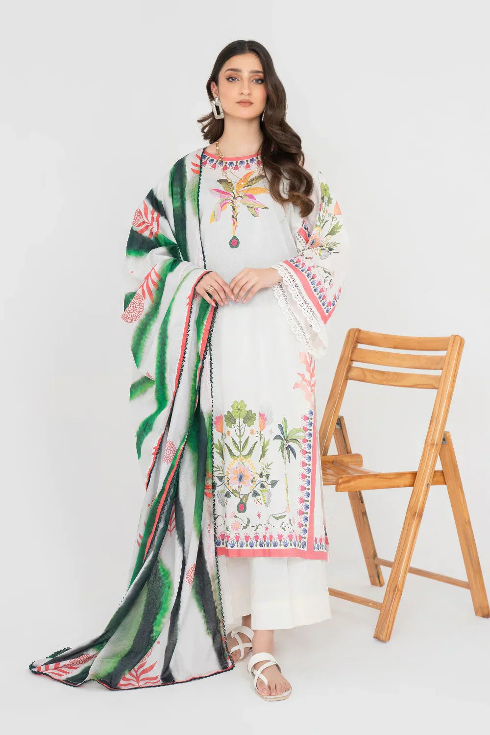 Ittehad | Printed Lawn 24 | IP3P05-3PS-OWH - Rang-e-Khaas