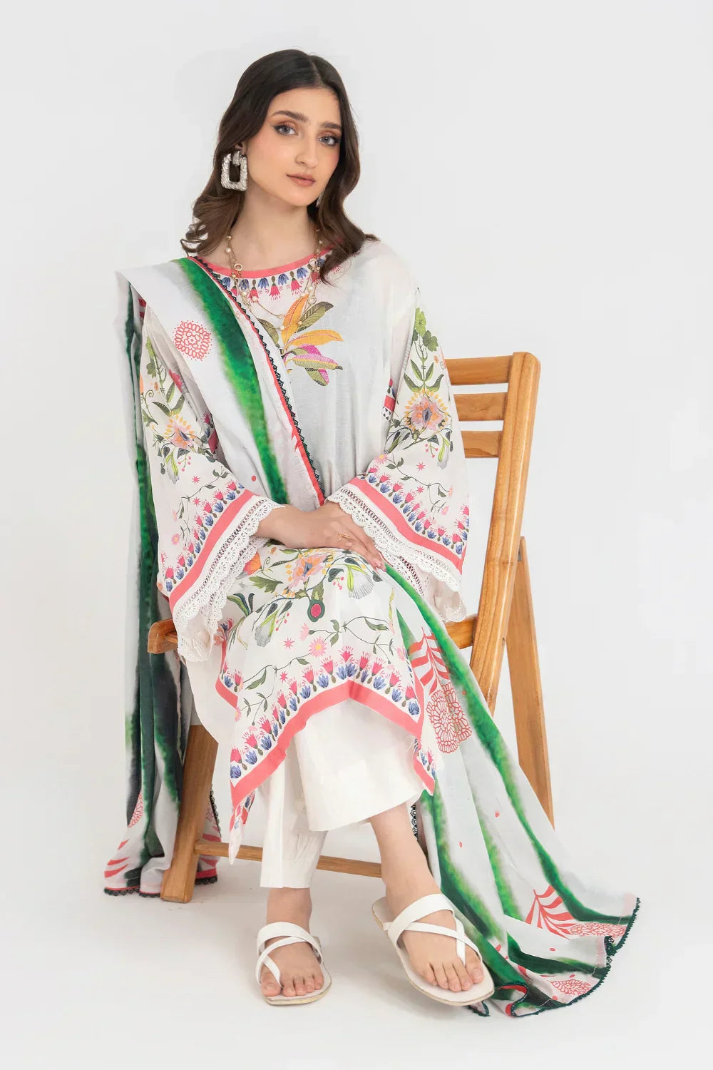 Ittehad | Printed Lawn 24 | IP3P05-3PS-OWH - Rang-e-Khaas