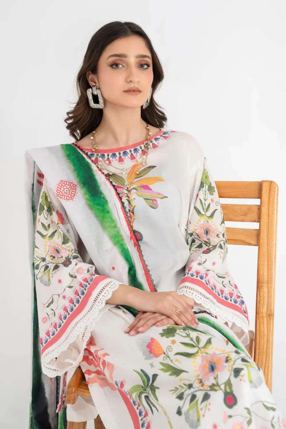 Ittehad | Printed Lawn 24 | IP3P05-3PS-OWH - Rang-e-Khaas