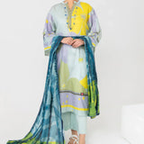 Ittehad | Printed Lawn 24 | IP3P07-3PS-LGR - Rang-e-Khaas