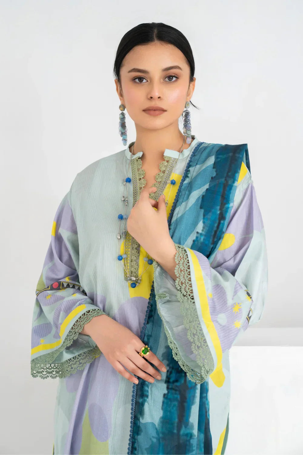 Ittehad | Printed Lawn 24 | IP3P07-3PS-LGR - Rang-e-Khaas