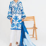 Ittehad | Printed Lawn 24 | IP3P10-3PS-BLU - Rang-e-Khaas