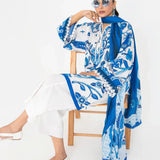 Ittehad | Printed Lawn 24 | IP3P10-3PS-BLU - Rang-e-Khaas