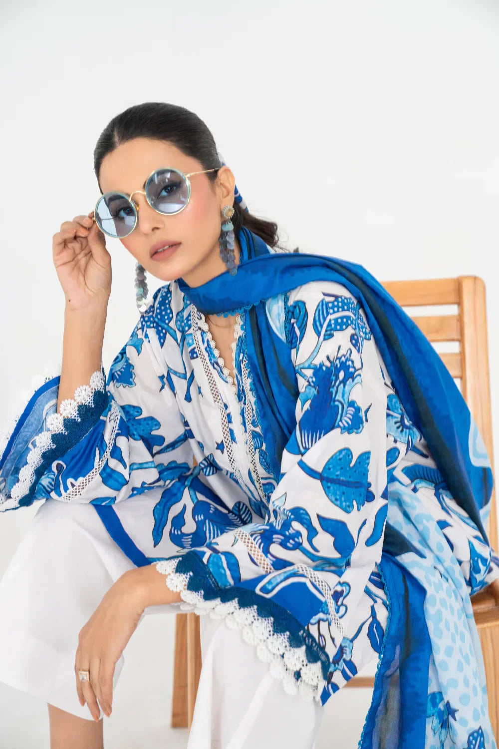 Ittehad | Printed Lawn 24 | IP3P10-3PS-BLU - Rang-e-Khaas