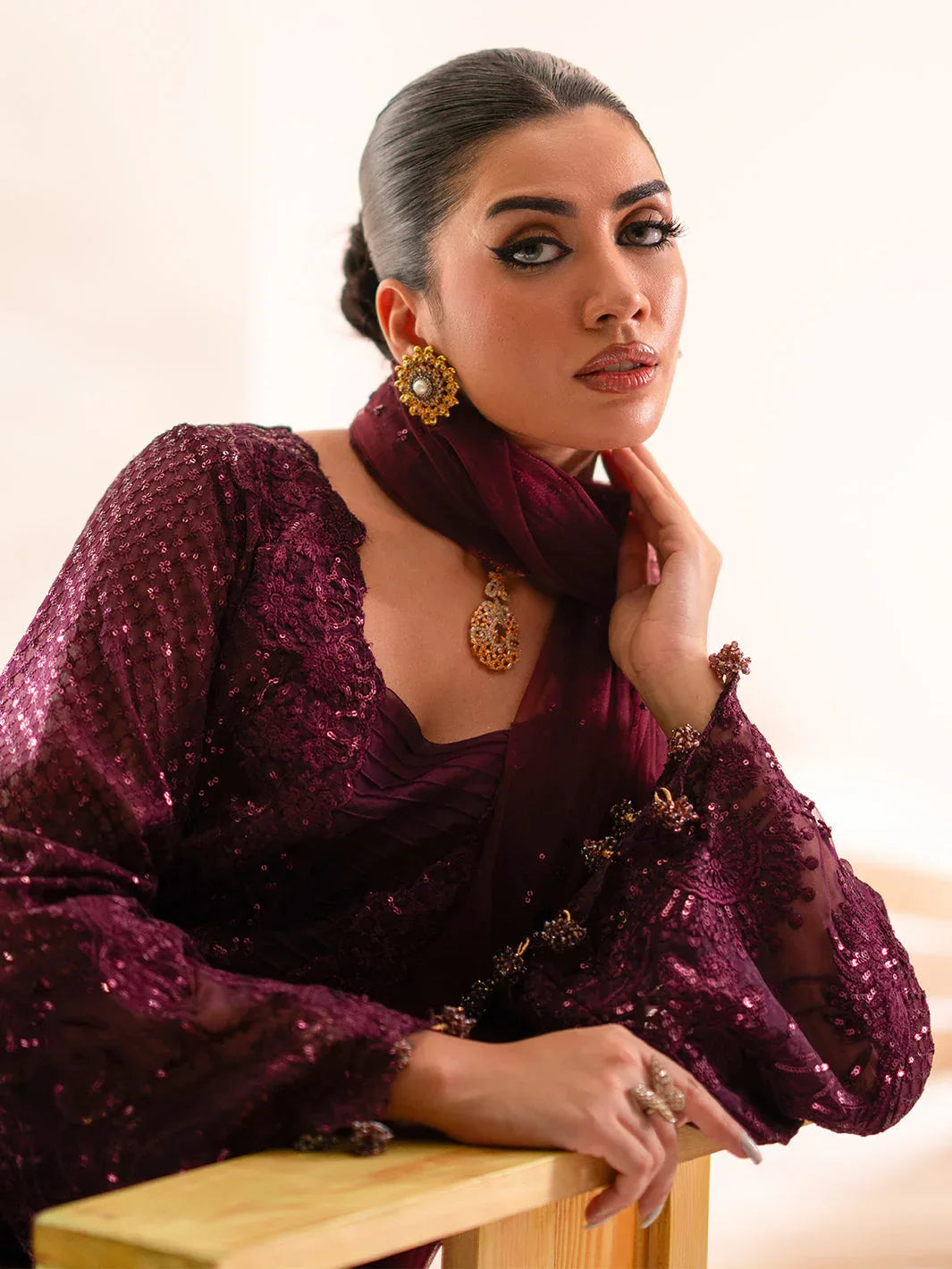 Izel | Stardust Luxury Collection | SLC-015-Elma - Rang-e-Khaas