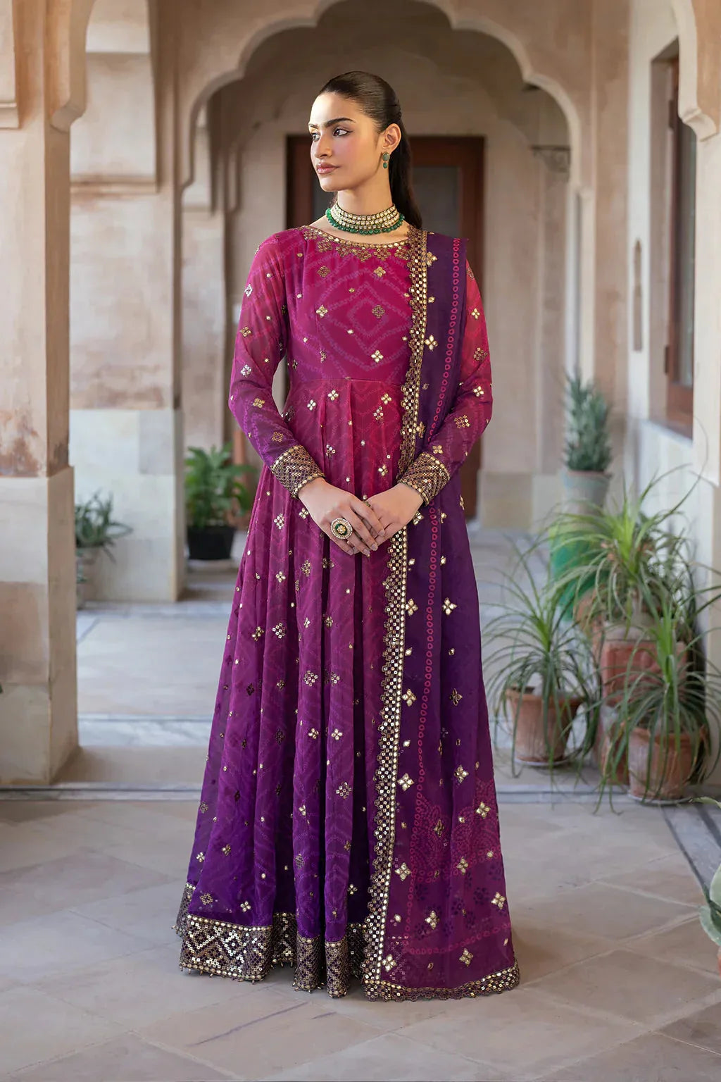 Iznik | Bandhani | UE-327 Embroidered Chiffon - Rang-e-Khaas