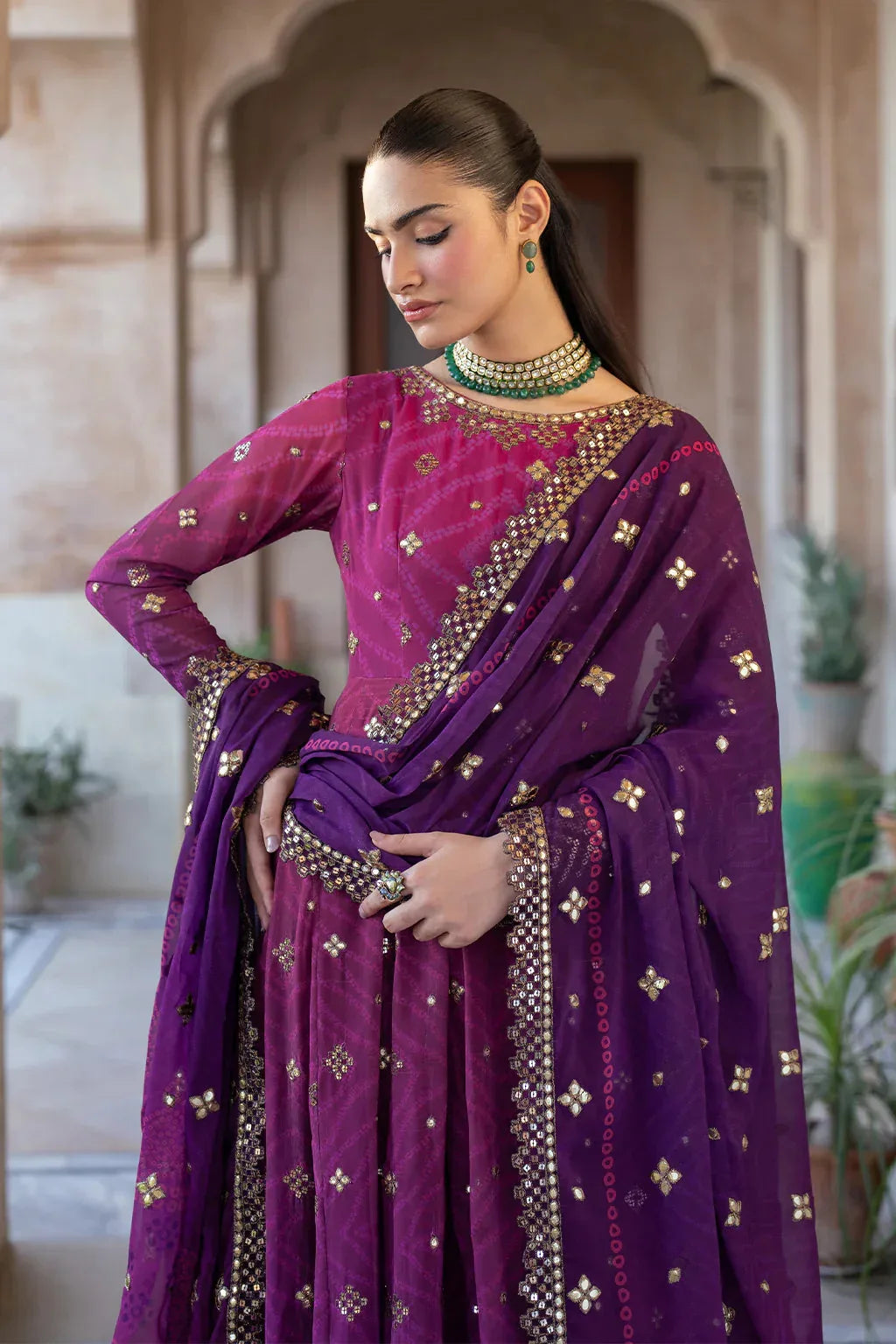 Iznik | Bandhani | UE-327 Embroidered Chiffon - Rang-e-Khaas
