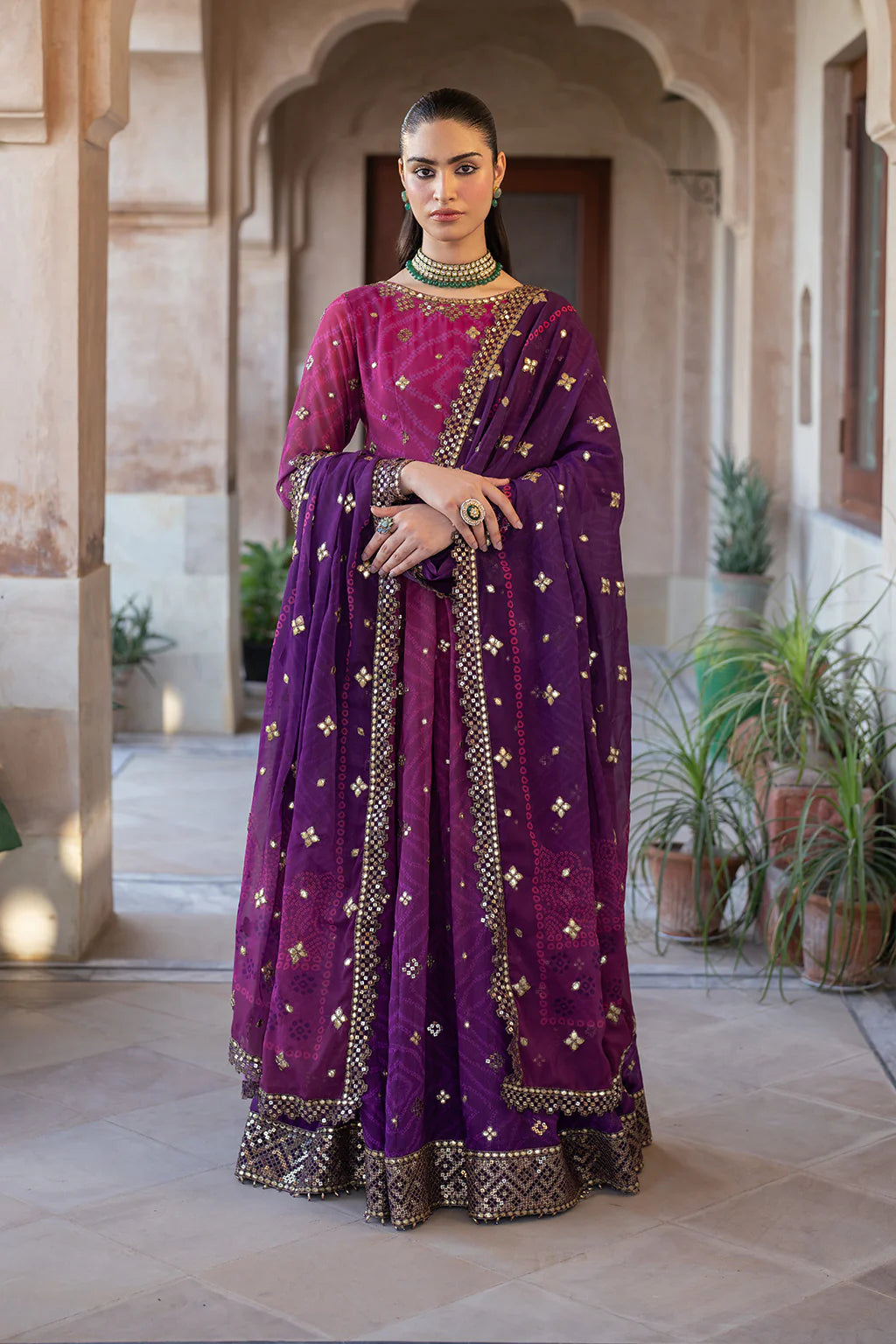 Iznik | Bandhani | UE-327 Embroidered Chiffon - Rang-e-Khaas