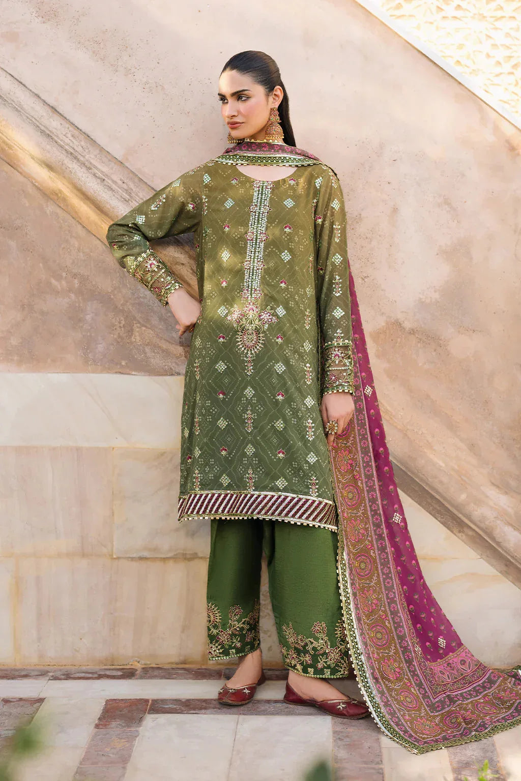 Iznik | Bandhani | UE-329 Embroidered Chiffon - Rang-e-Khaas