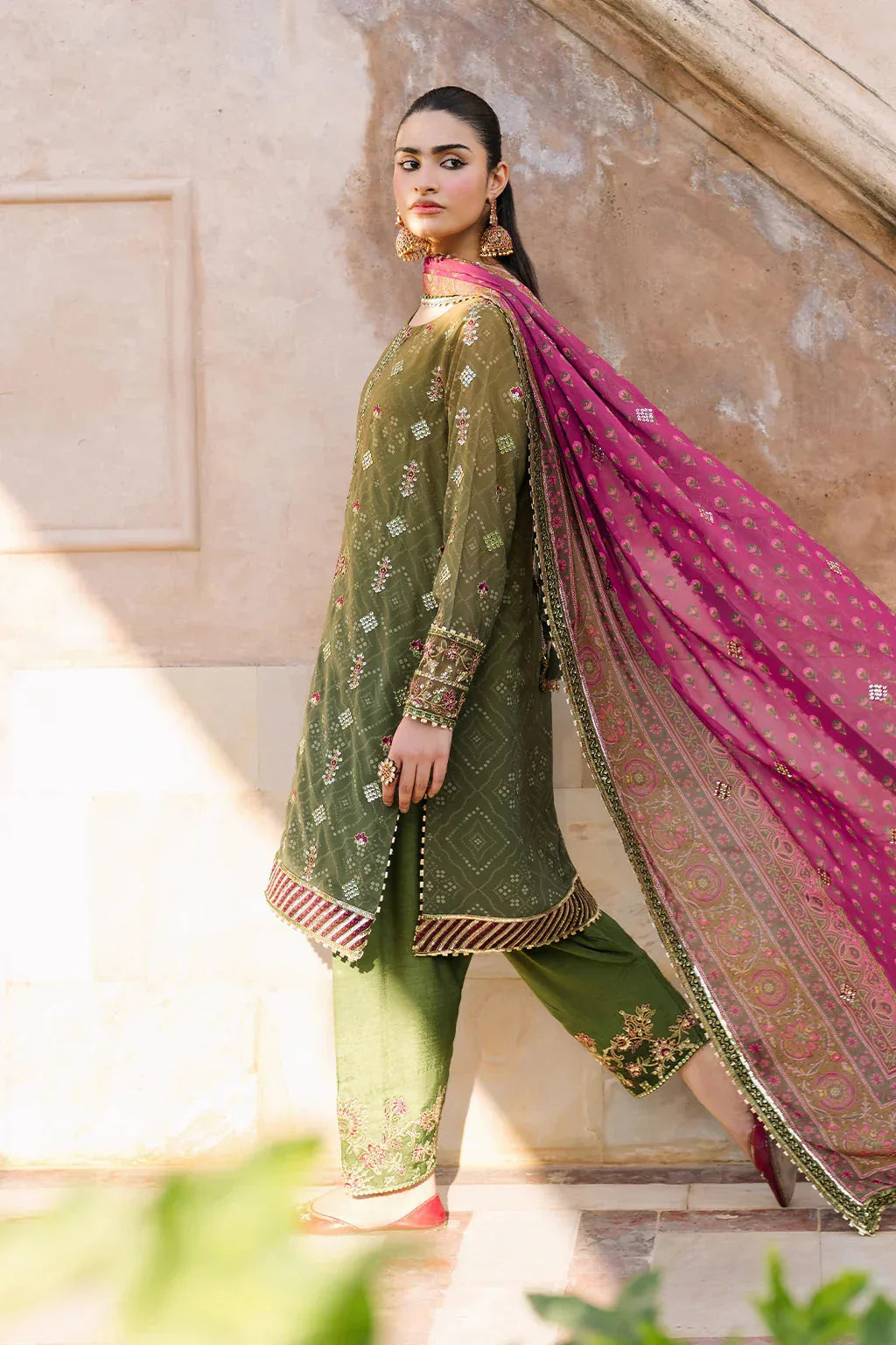 Iznik | Bandhani | UE-329 Embroidered Chiffon - Rang-e-Khaas