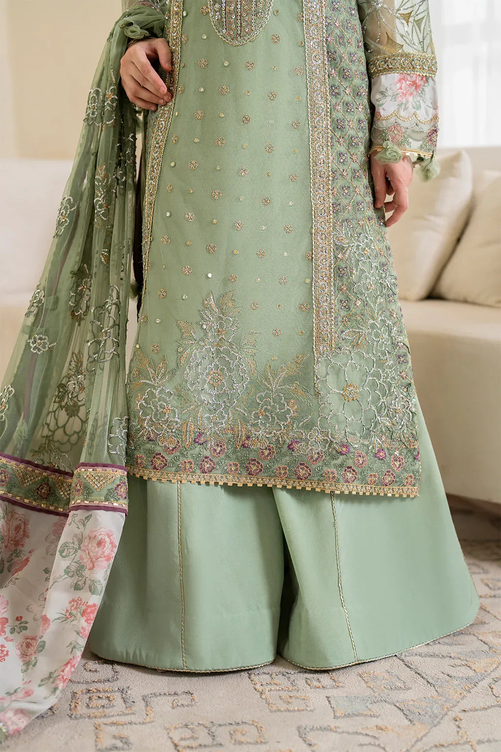 Iznik | Chinnon Chiffon | CC-41 Embroidered Net - Rang-e-Khaas