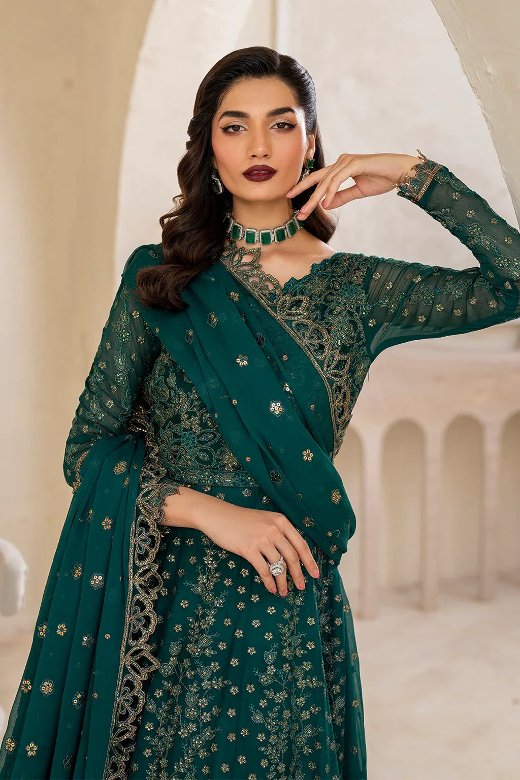 Iznik | Chinnon Chiffon | CC-47 Embroidered Chiffon - Rang-e-Khaas