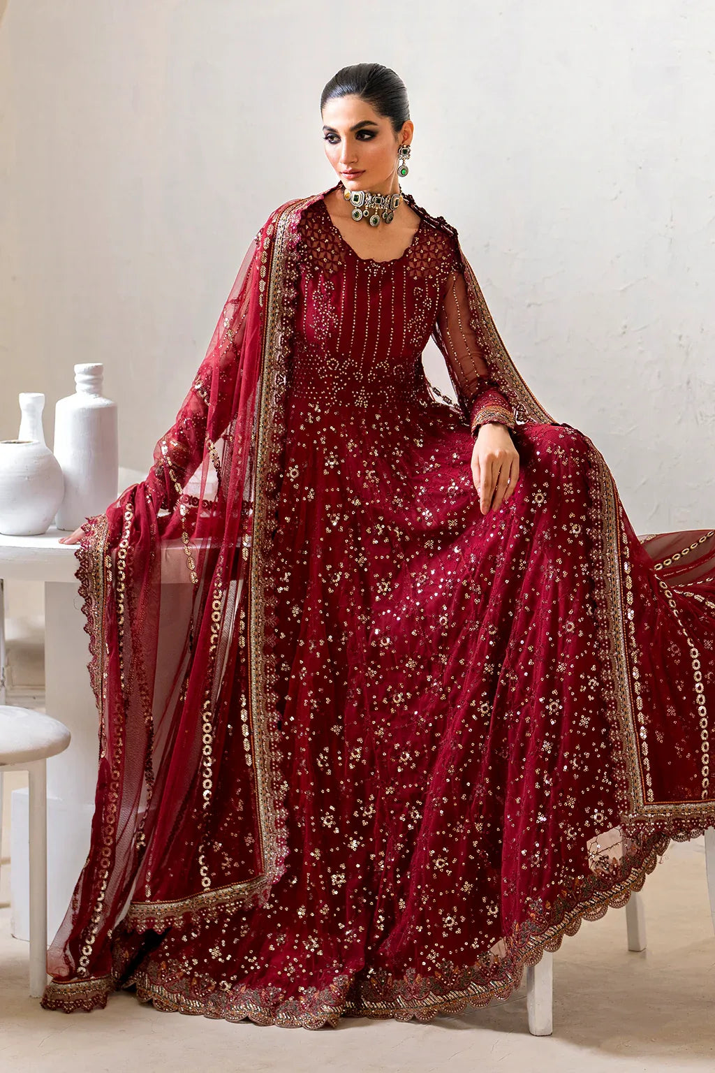 Iznik | Chinnon Chiffon | CC-49 Embroidered Net - Rang-e-Khaas