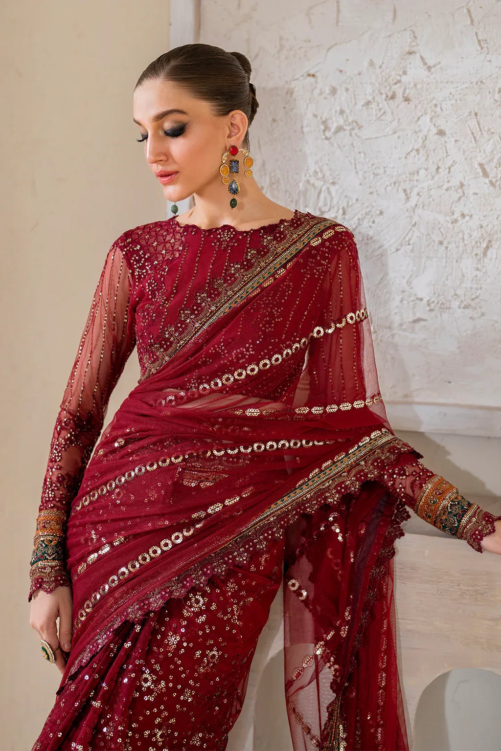 Iznik | Chinnon Chiffon | CC-49 Embroidered Net - Rang-e-Khaas