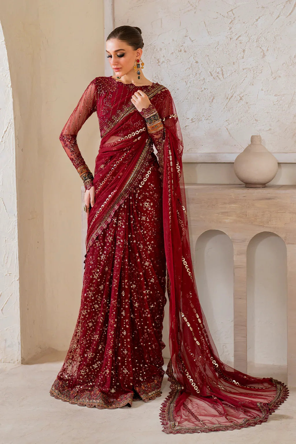 Iznik | Chinnon Chiffon | CC-49 Embroidered Net - Rang-e-Khaas