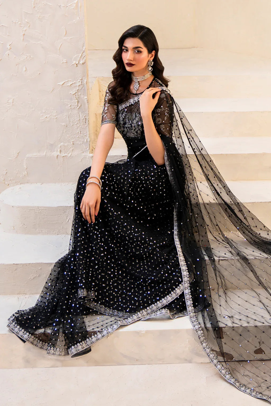 Iznik | Chinnon Chiffon | CC-50 Embroidered Net - Rang-e-Khaas