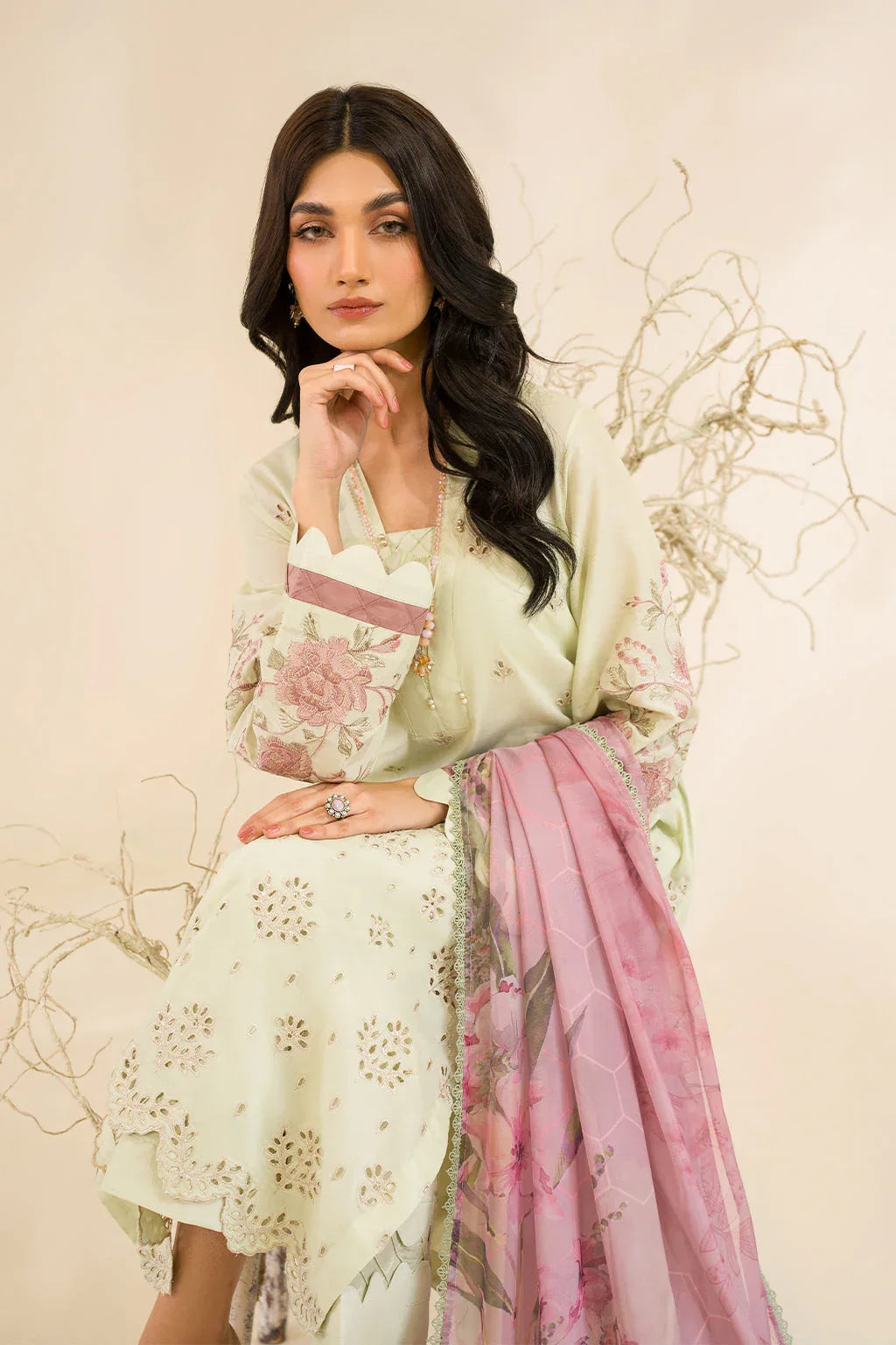 Iznik | Lawnkari 24 | UE-198 SILKGREEN - Rang-e-Khaas