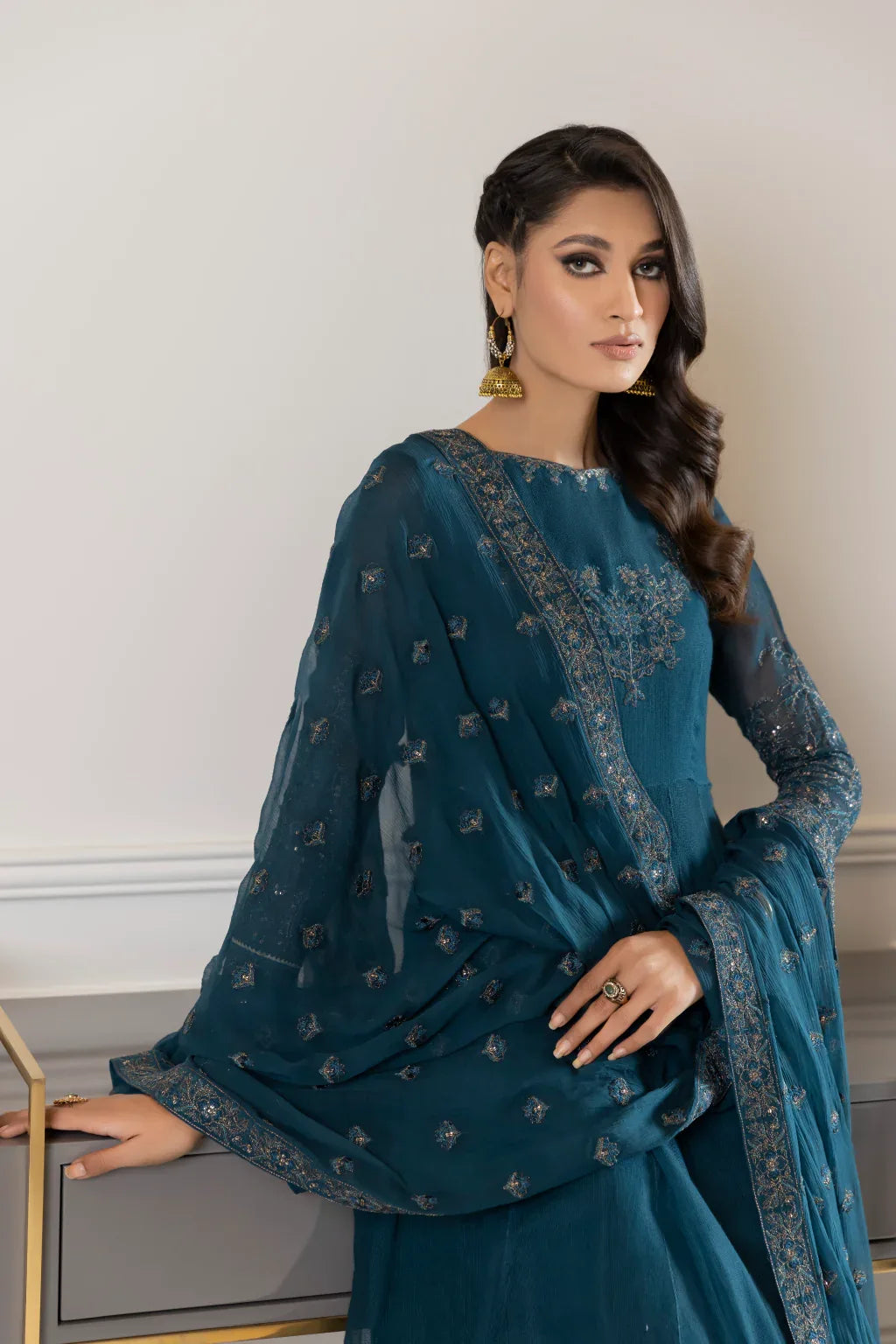 Iznik | Ready to Wear | IP-169 - BLUE DELPHINIUM - Rang-e-Khaas
