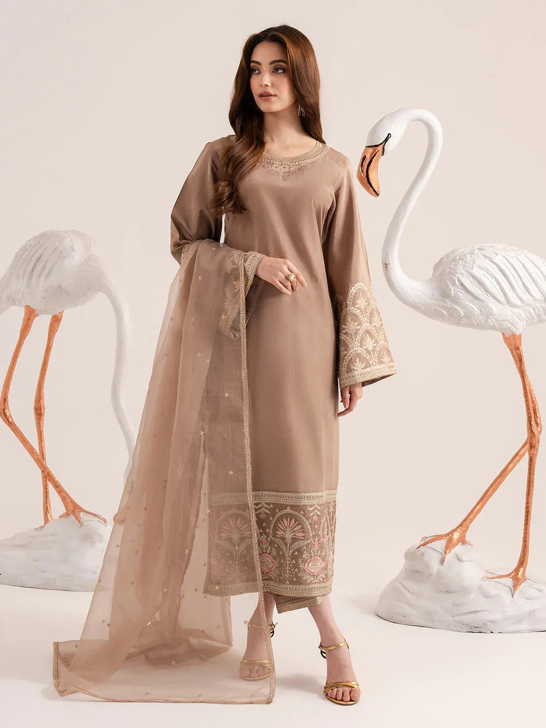 Izel | The Silk Chapter | Khaki - Rang-e-Khaas