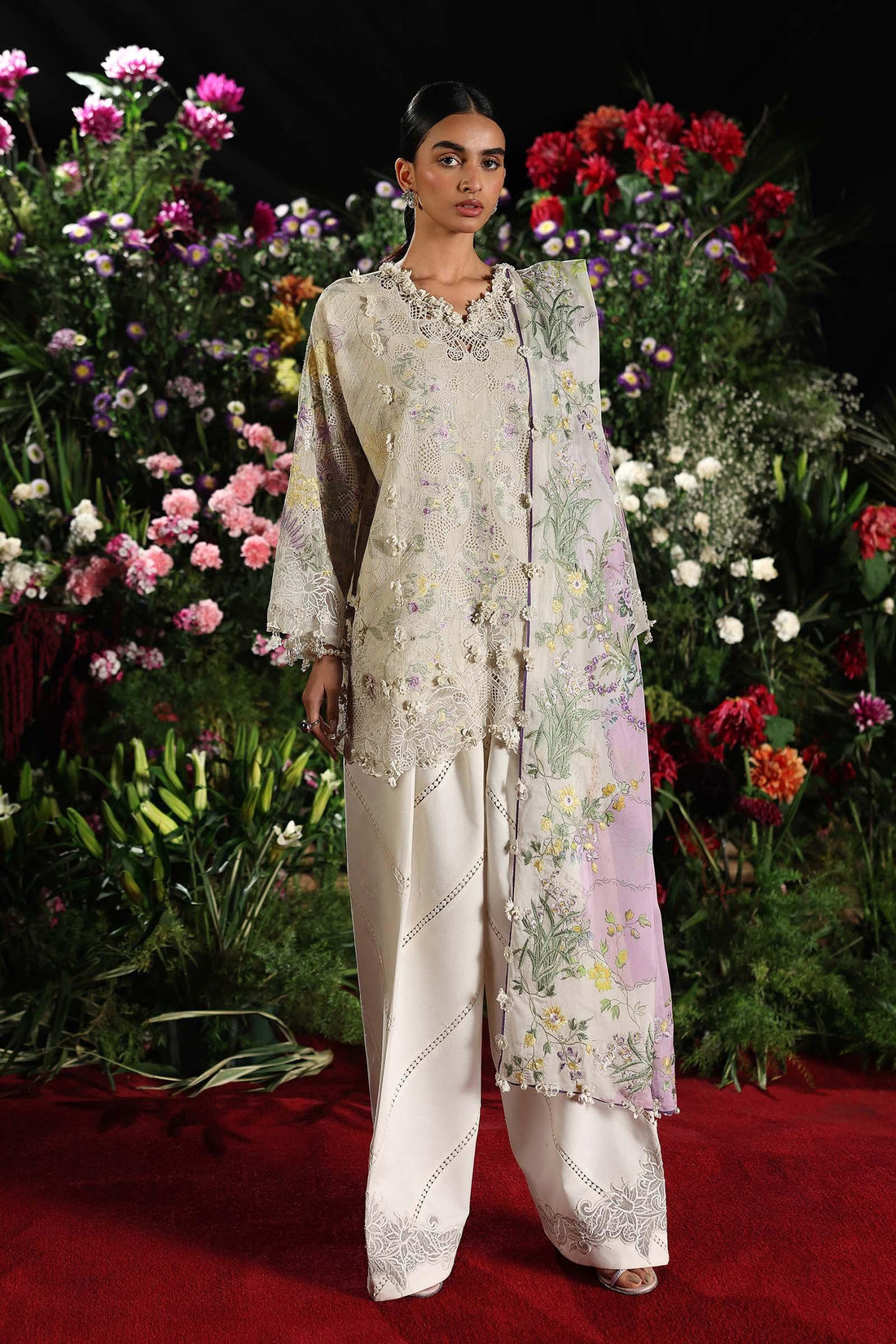 Unstitched Luxury Lawn Woven Net Suit