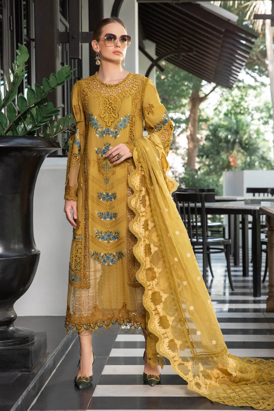 MARIA B EID COLLECTION UNSTITCHED EL-23-06-Mustard - Rang-e-Khaas