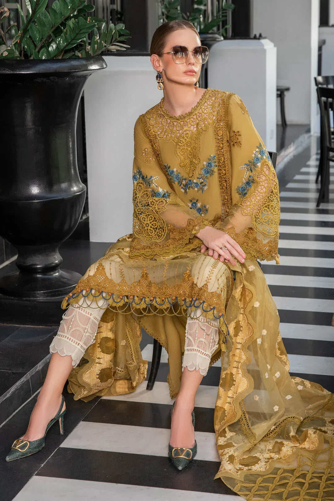 MARIA B EID COLLECTION UNSTITCHED EL-23-06-Mustard - Rang-e-Khaas