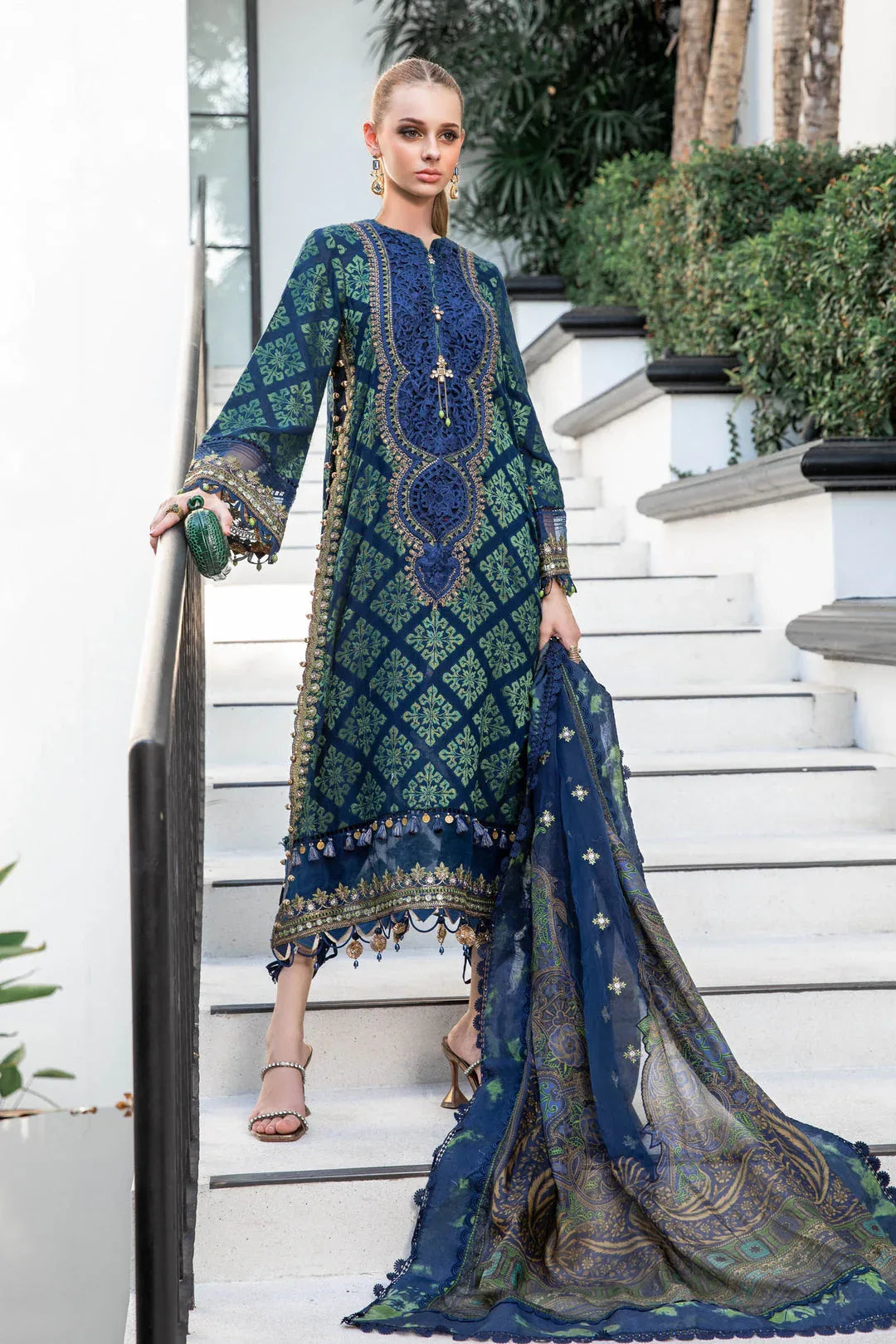 MARIA B EID COLLECTION UNSTITCHED EL-23-08-Blue - Rang-e-Khaas