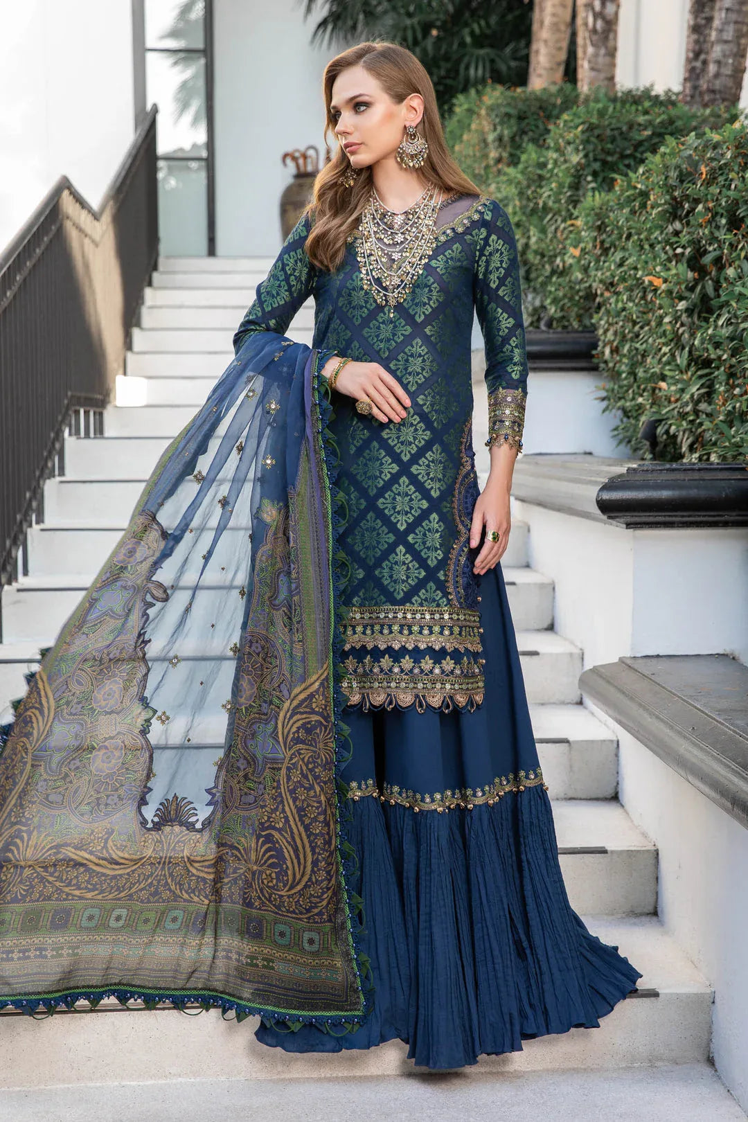 MARIA B EID COLLECTION UNSTITCHED EL-23-08-Blue - Rang-e-Khaas
