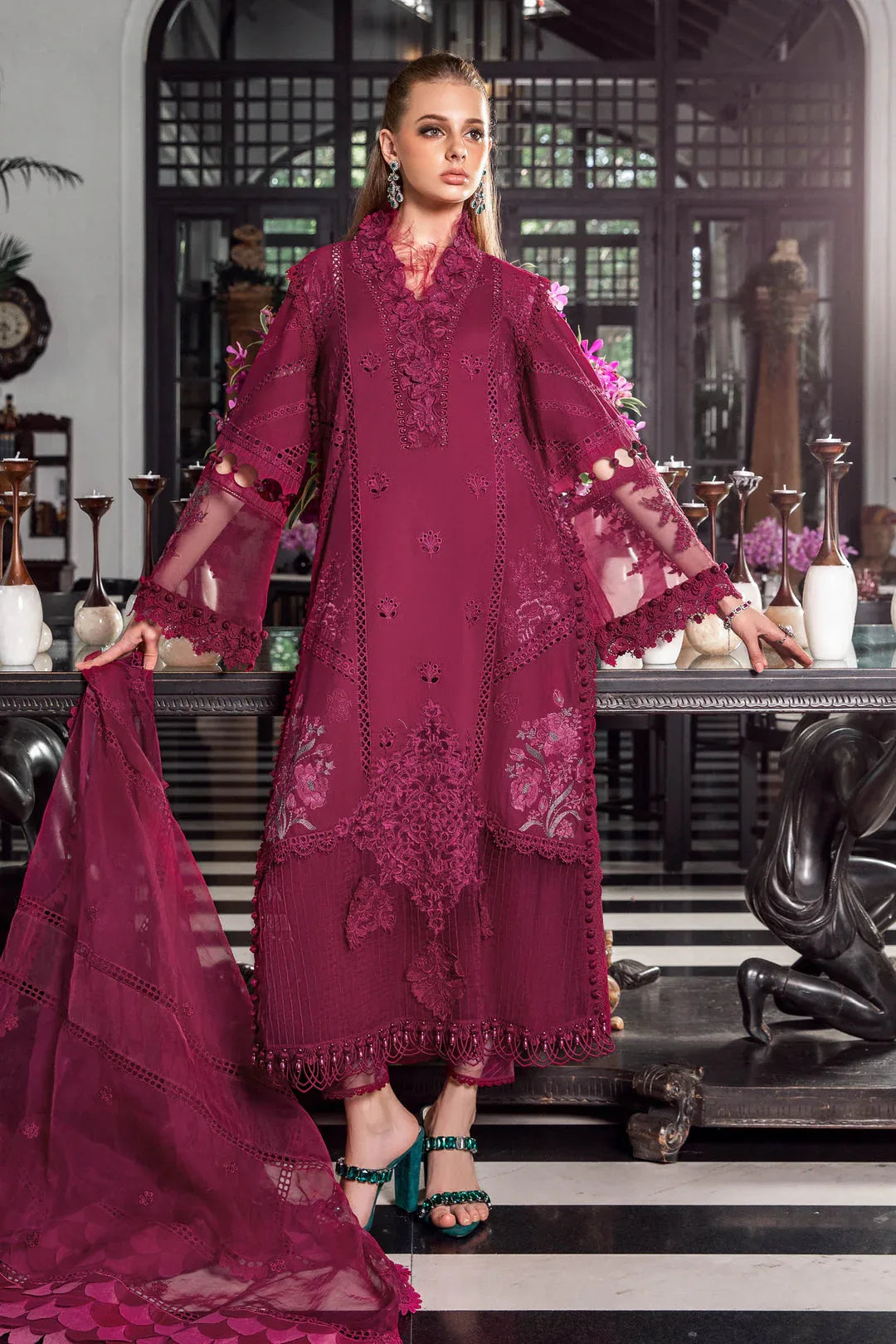 MARIA B EID COLLECTION UNSTITCHED EL-23-09-Magenta - Rang-e-Khaas