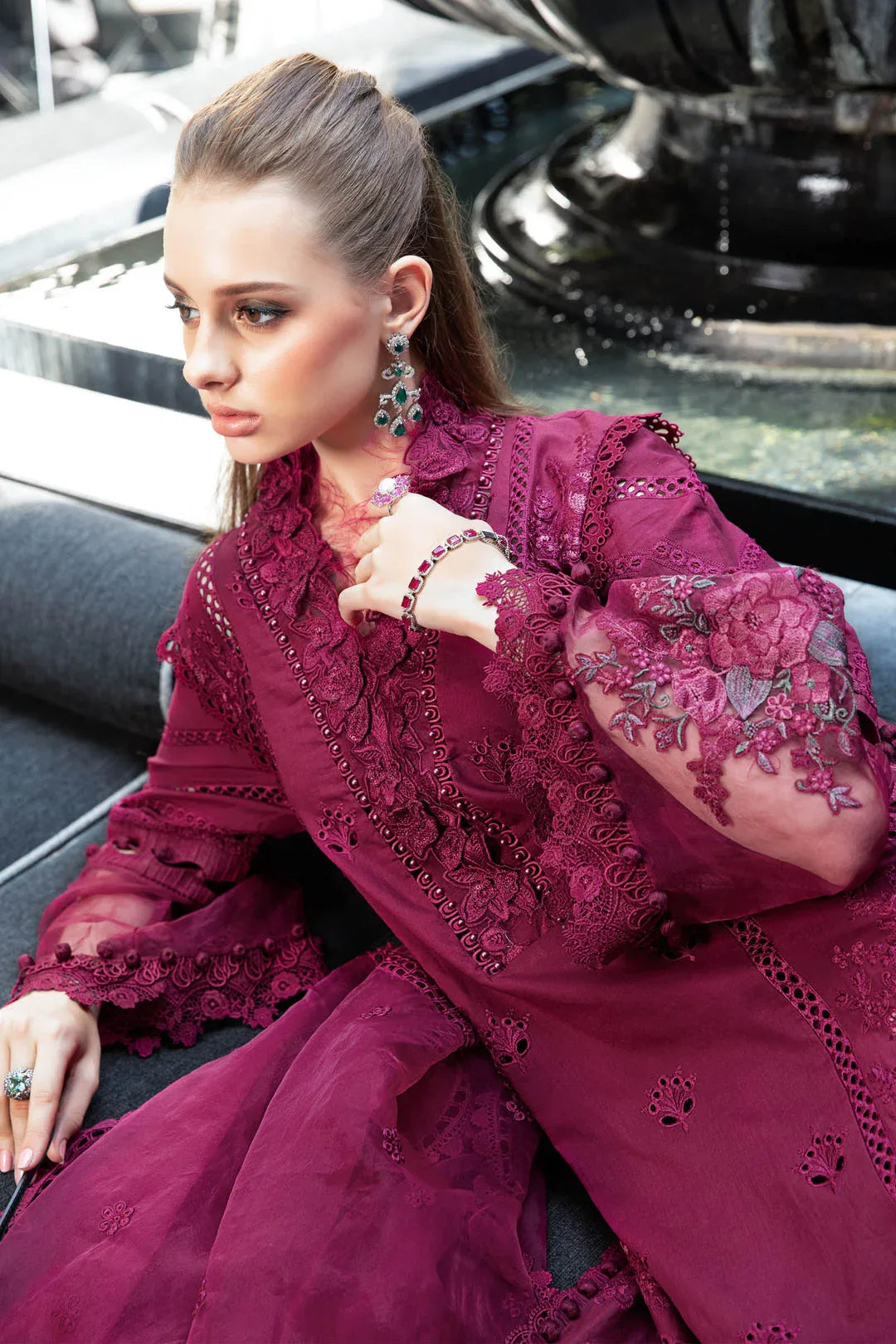 MARIA B EID COLLECTION UNSTITCHED EL-23-09-Magenta - Rang-e-Khaas