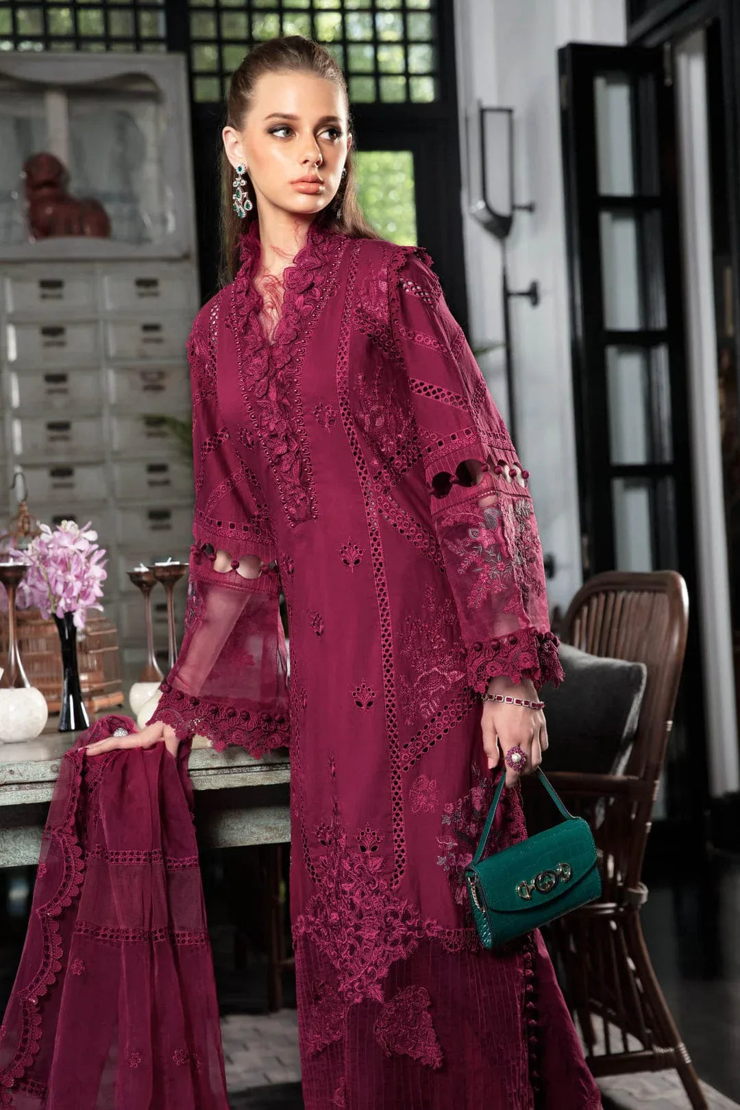 MARIA B EID COLLECTION UNSTITCHED EL-23-09-Magenta - Rang-e-Khaas