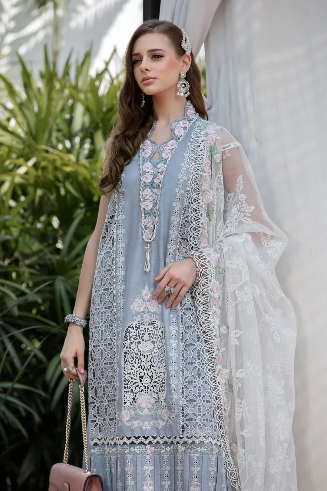 MARIA B EID LAWN COLLECTION EL-23-10-Ice Blue - Rang-e-Khaas