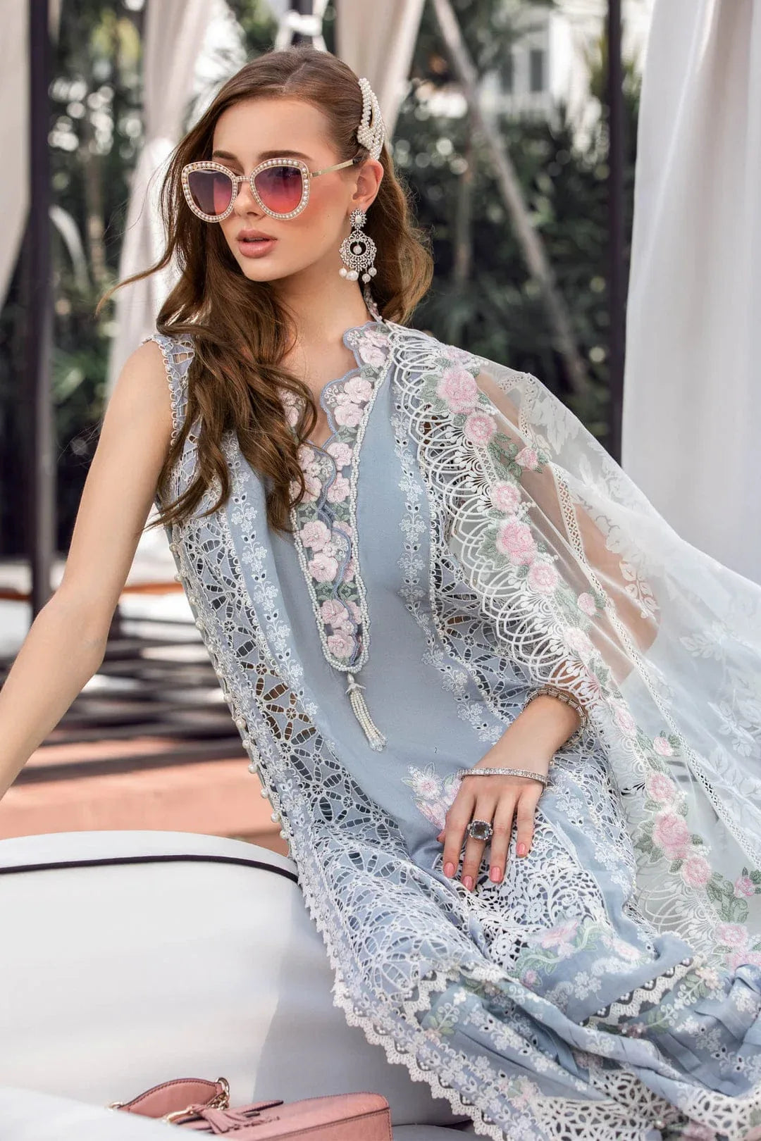 MARIA B EID LAWN COLLECTION EL-23-10-Ice Blue - Rang-e-Khaas