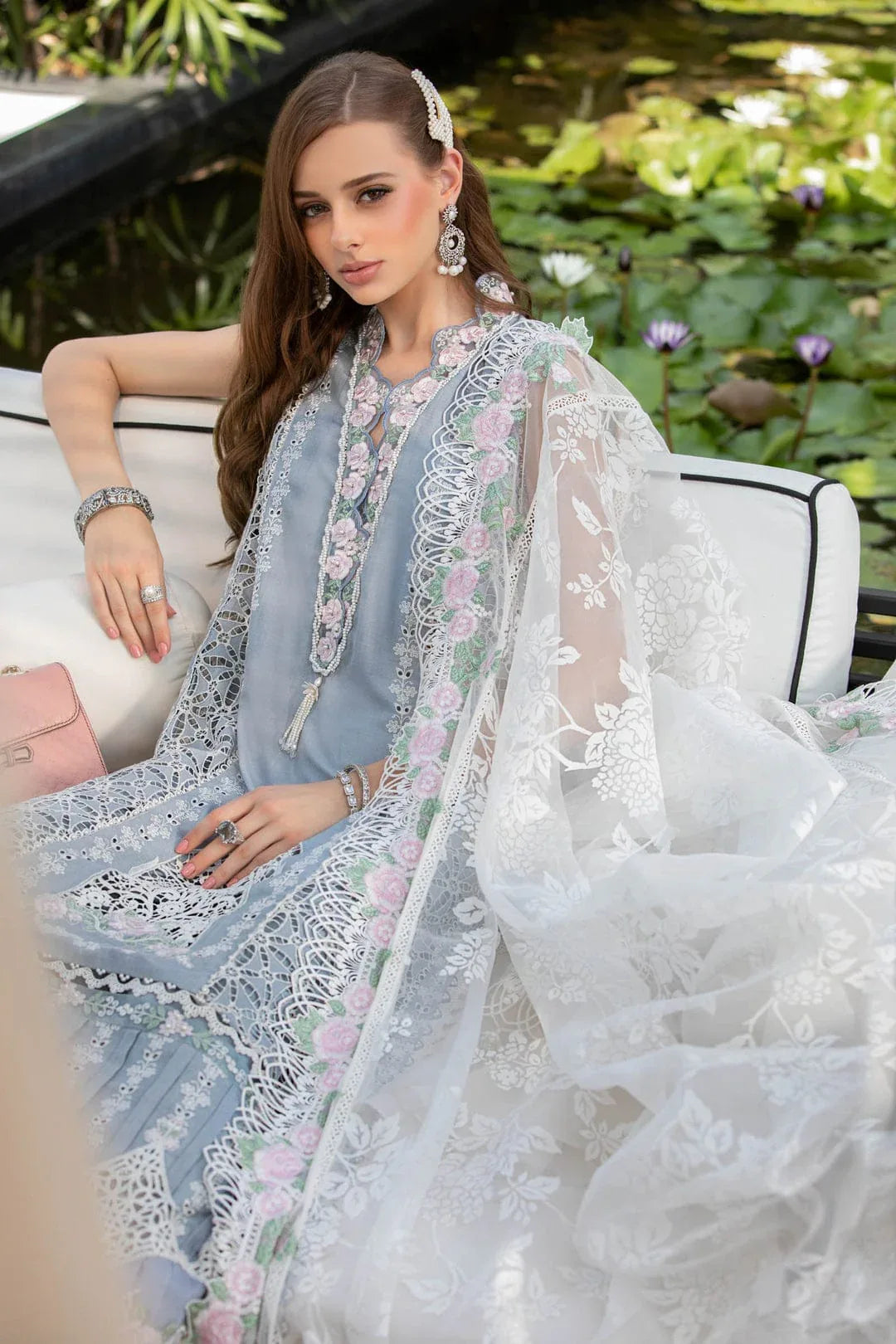 MARIA B EID LAWN COLLECTION EL-23-10-Ice Blue - Rang-e-Khaas