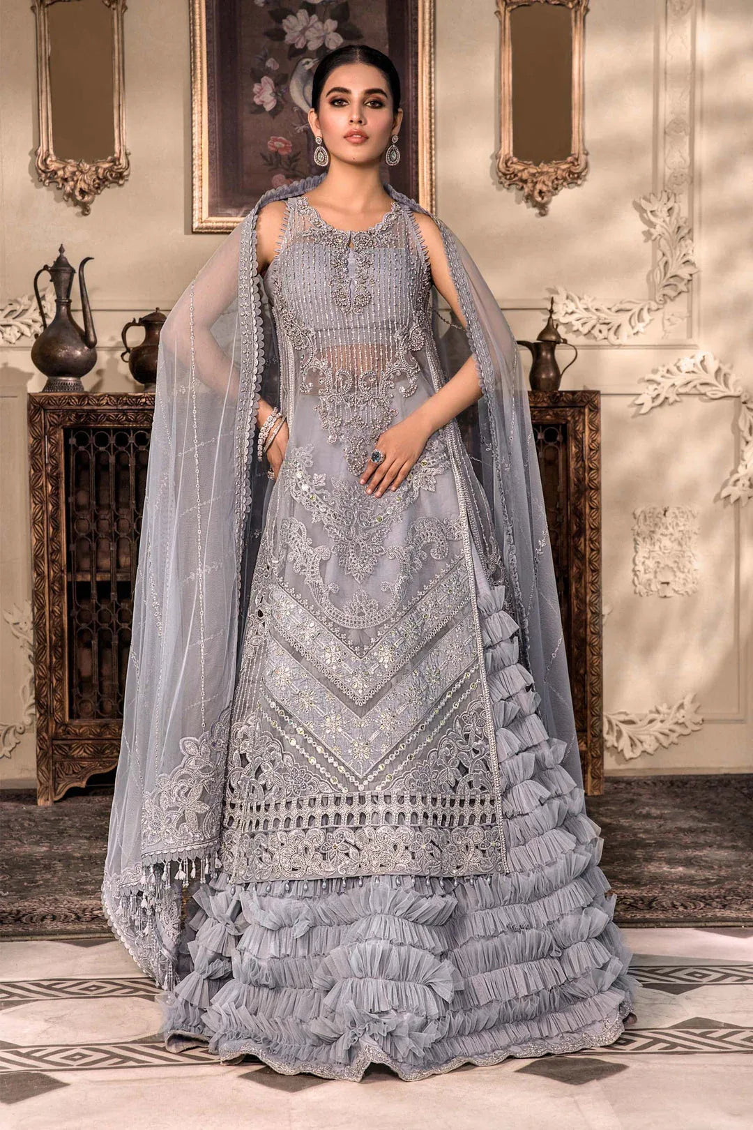 MARIA B Ice Blue BD-2603C MBROIDERED - Rang-e-Khaas