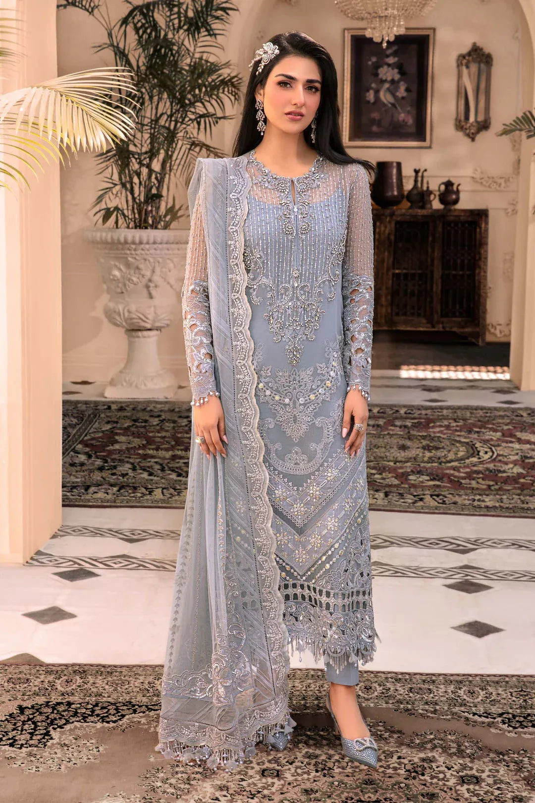 MARIA B Ice Blue BD-2603C MBROIDERED - Rang-e-Khaas