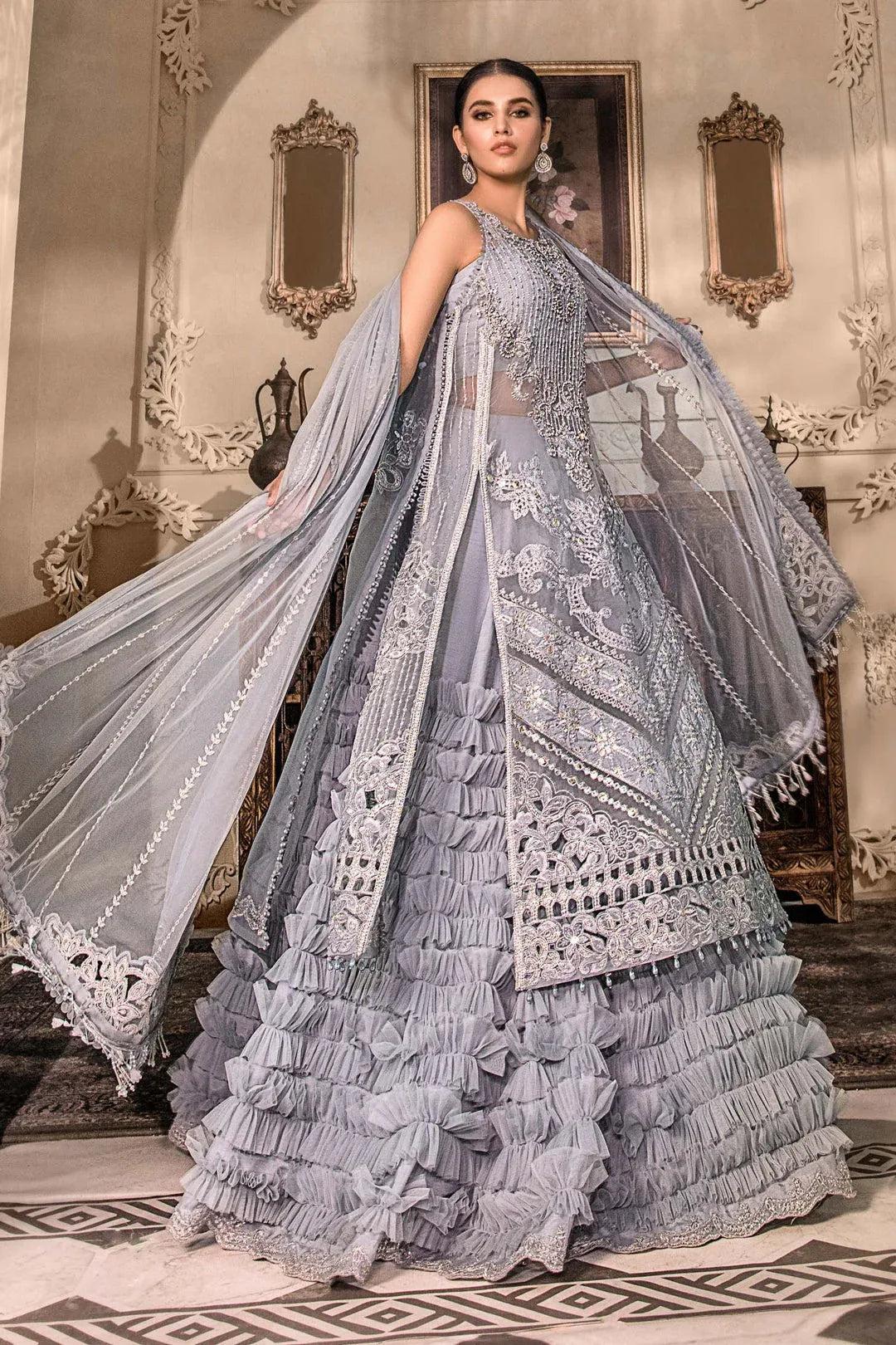MARIA B Ice Blue BD-2603C MBROIDERED - Rang-e-Khaas