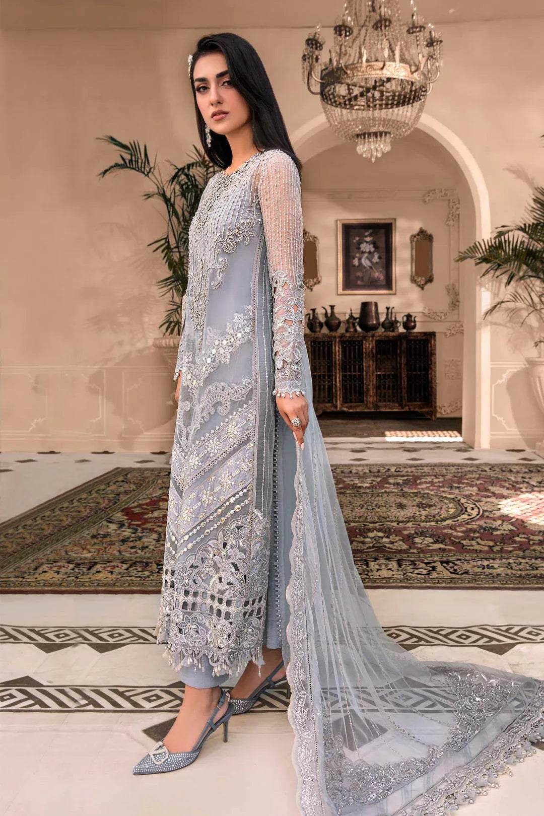 MARIA B Ice Blue BD-2603C MBROIDERED - Rang-e-Khaas