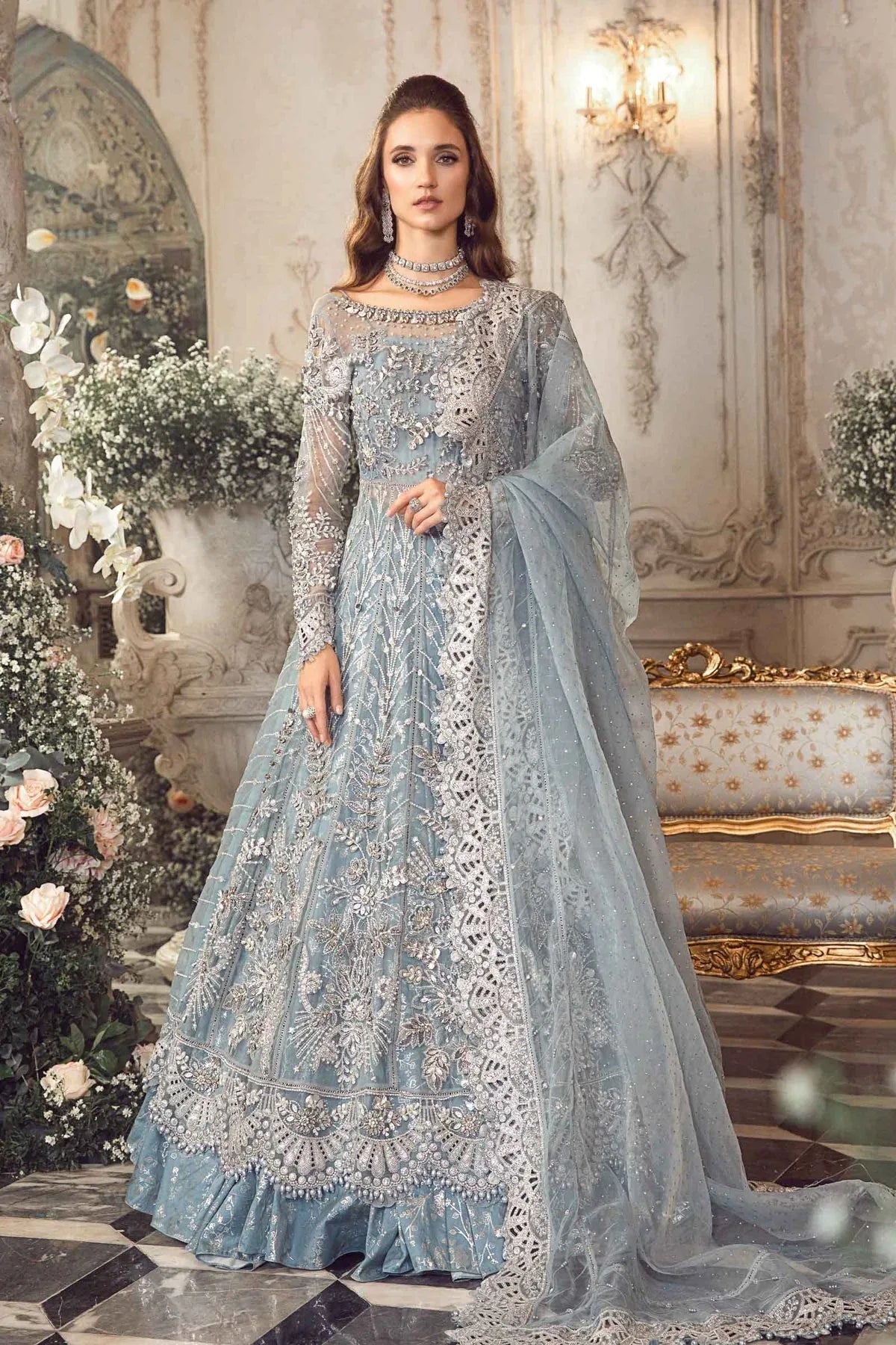 MARIA B-MBROIDERED | Ice Blue BD-2702 - Rang-e-Khaas