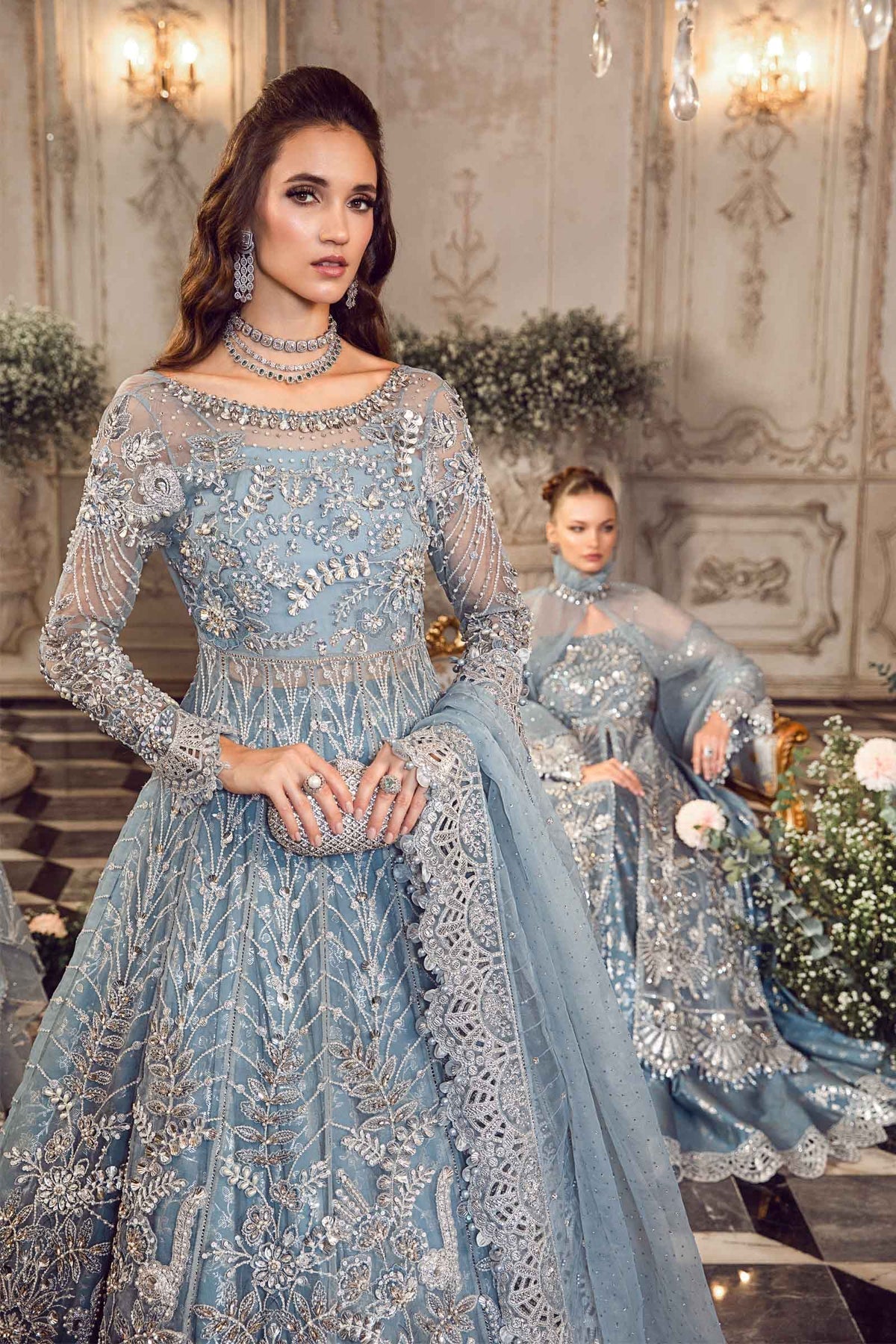 MARIA B-MBROIDERED | Ice Blue BD-2702 - Rang-e-Khaas
