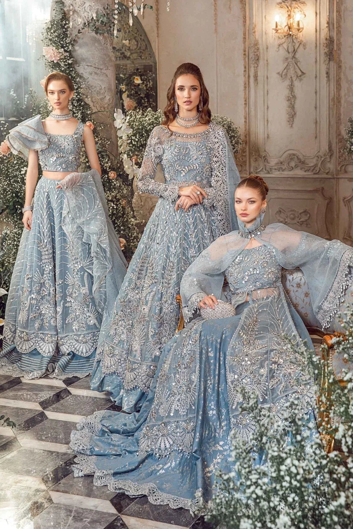 MARIA B-MBROIDERED | Ice Blue BD-2702 - Rang-e-Khaas
