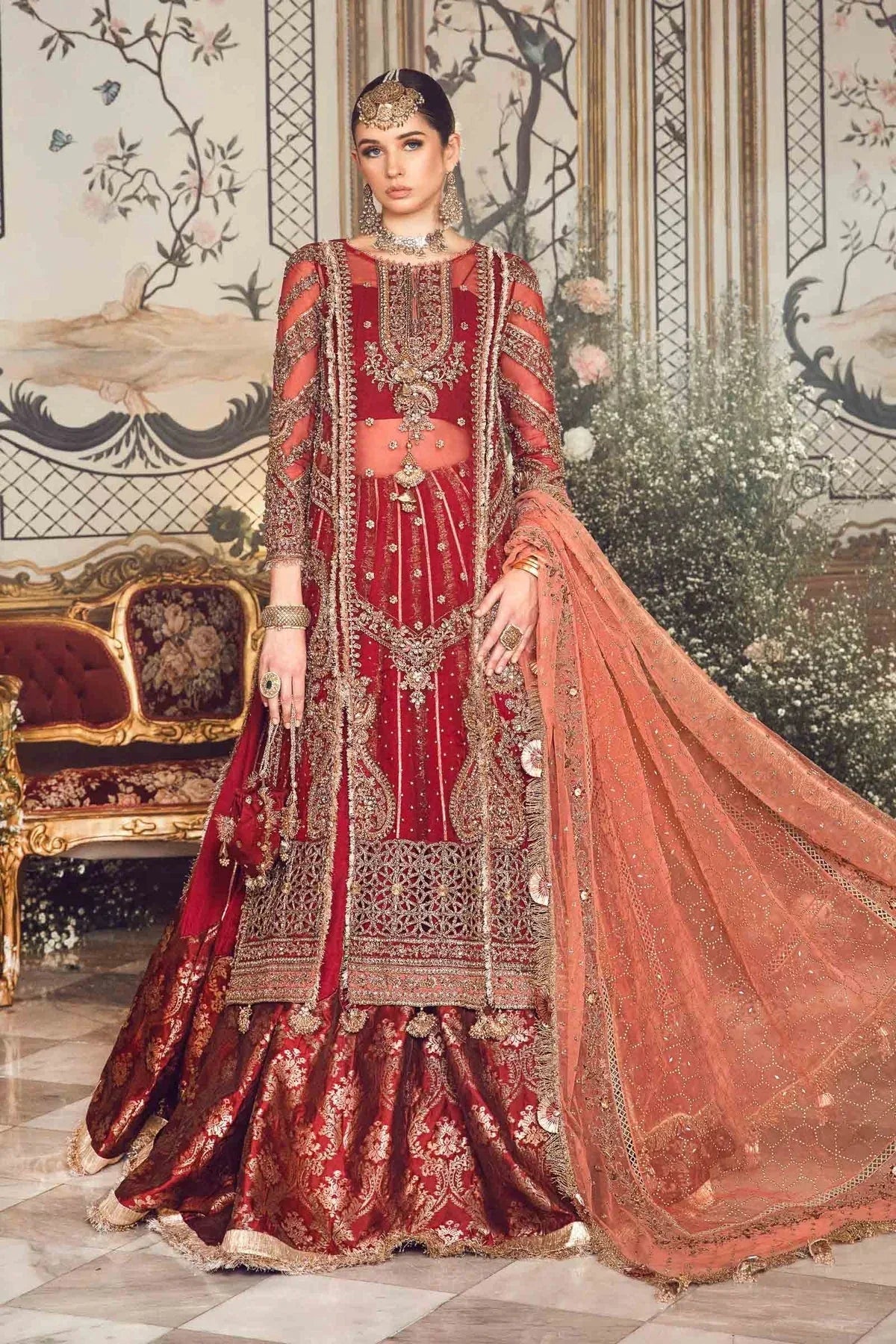 MARIA B-MBROIDERED | Maroon BD-2708 - Rang-e-Khaas