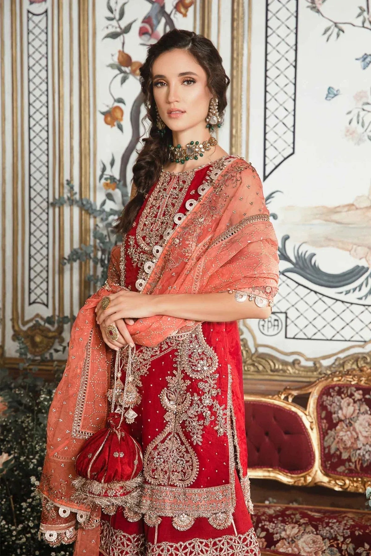 MARIA B-MBROIDERED | Maroon BD-2708 - Rang-e-Khaas