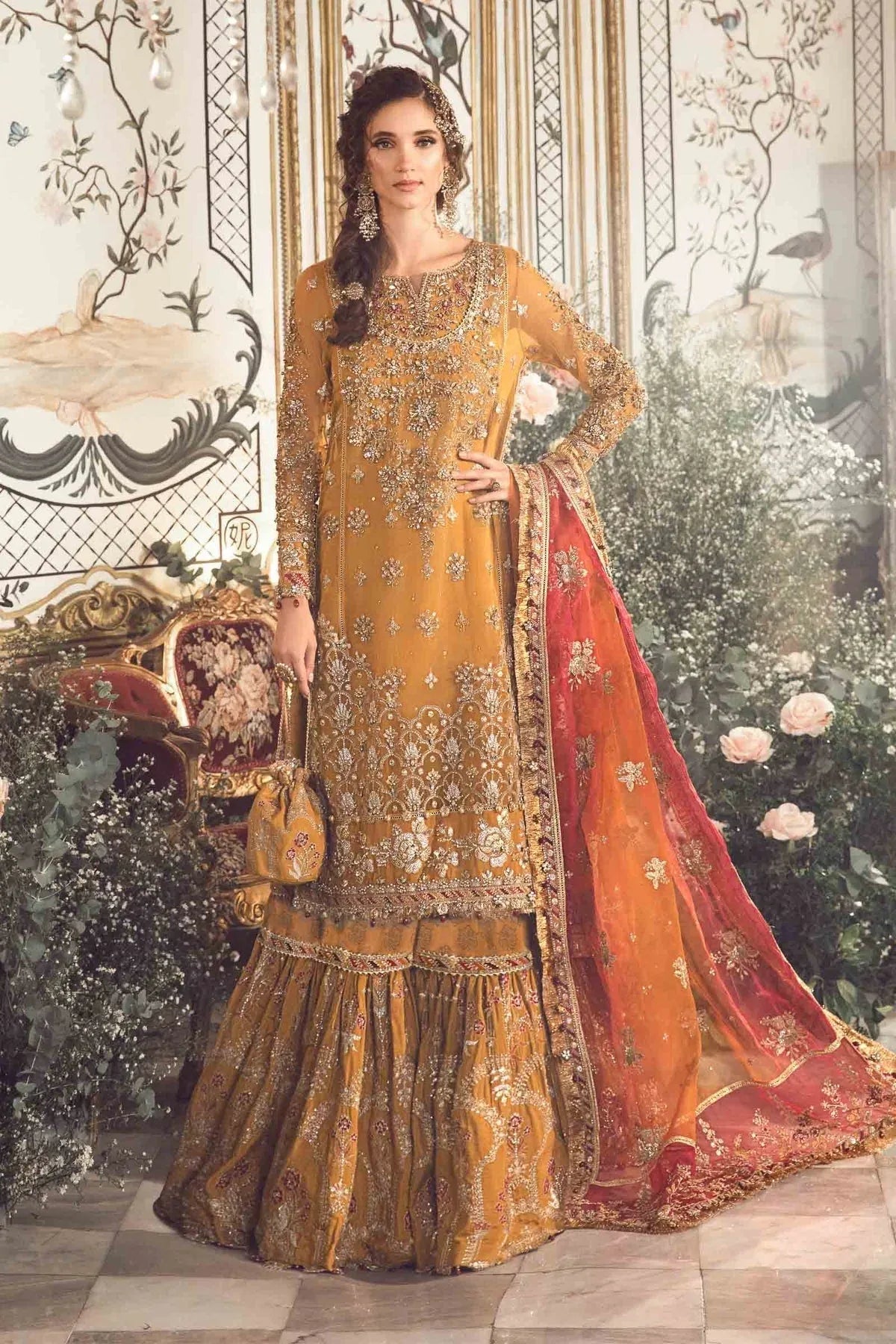 MARIA B-MBROIDERED | Mustard BD-2707 - Rang-e-Khaas