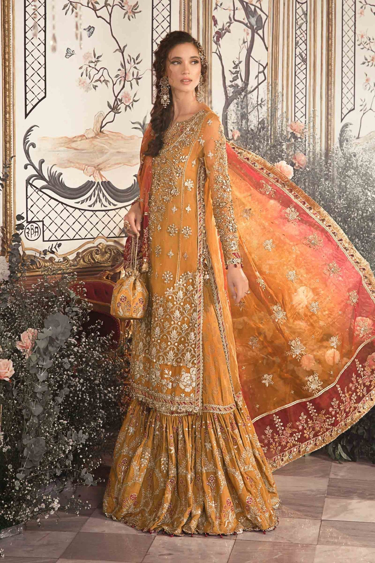 MARIA B-MBROIDERED | Mustard BD-2707 - Rang-e-Khaas